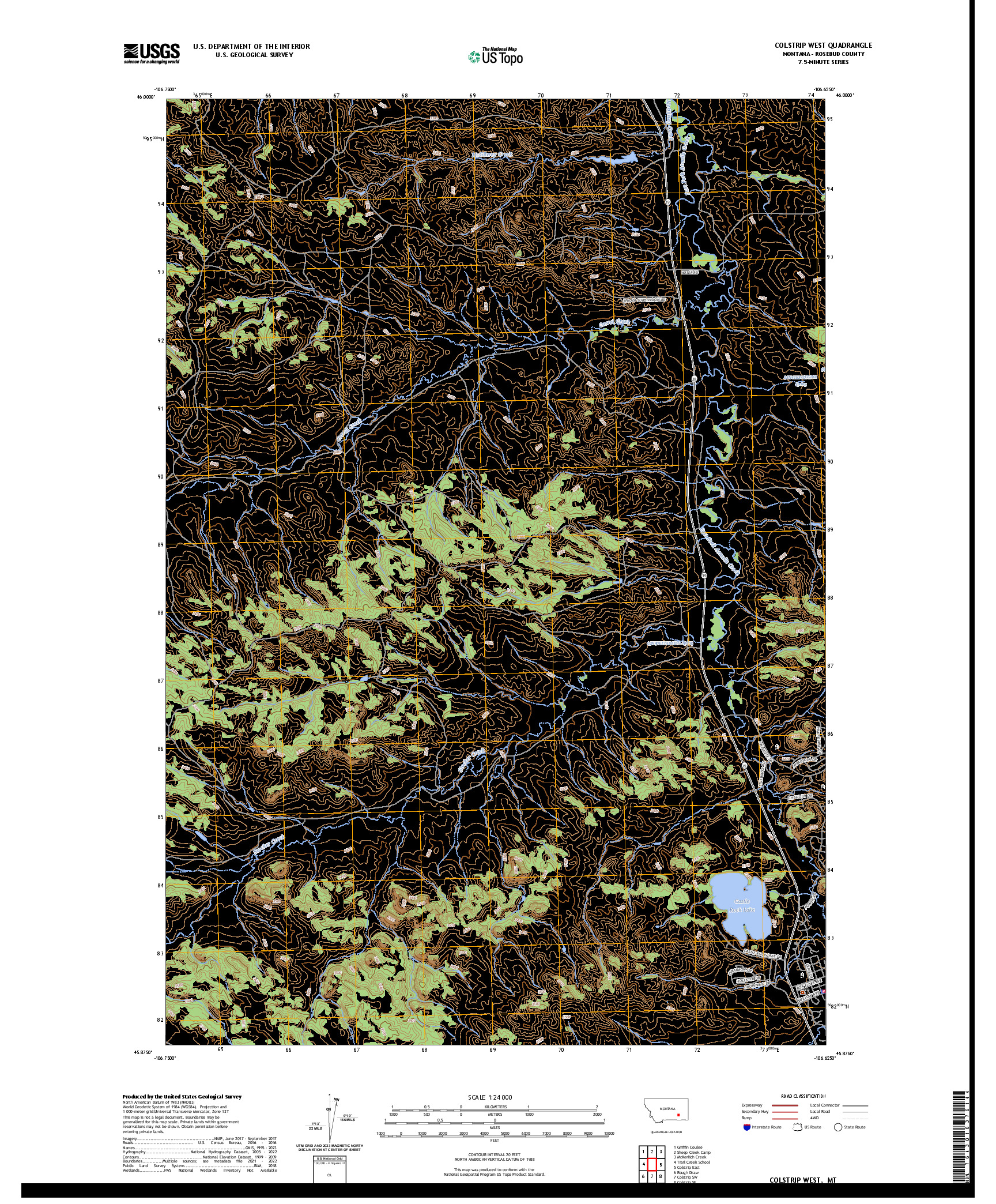 US TOPO 7.5-MINUTE MAP FOR COLSTRIP WEST, MT