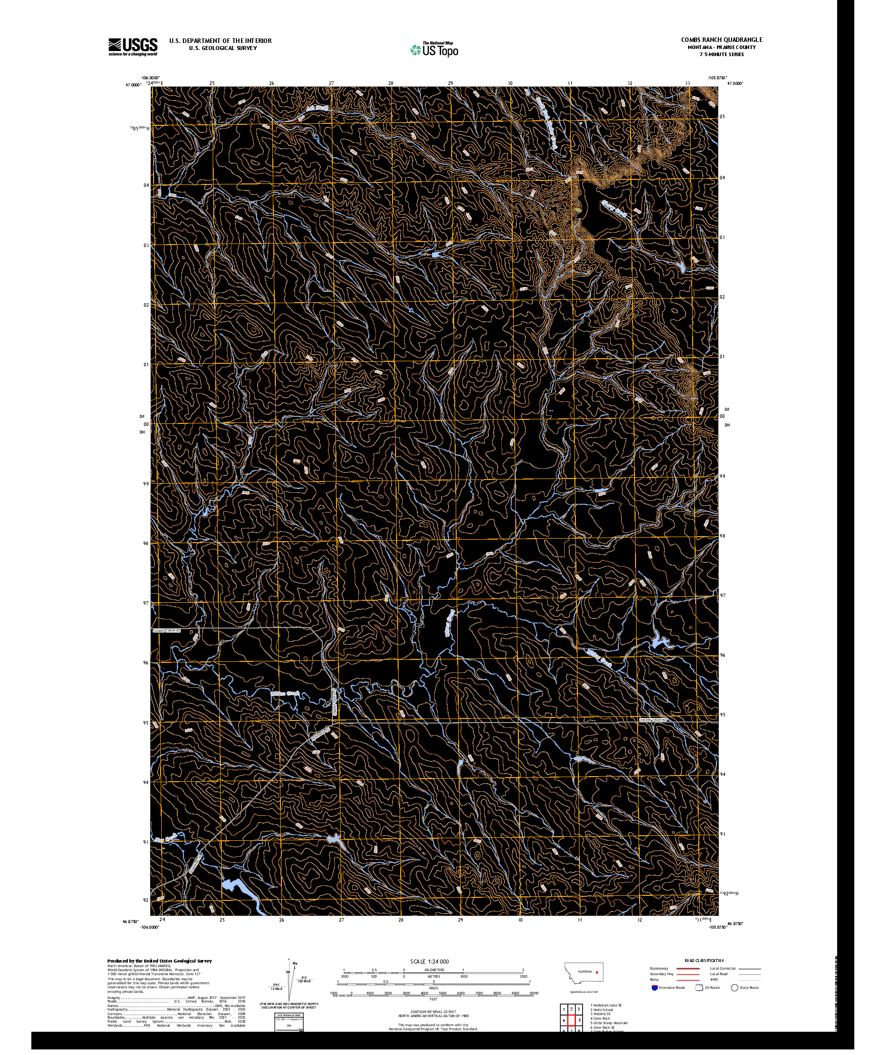 US TOPO 7.5-MINUTE MAP FOR COMBS RANCH, MT