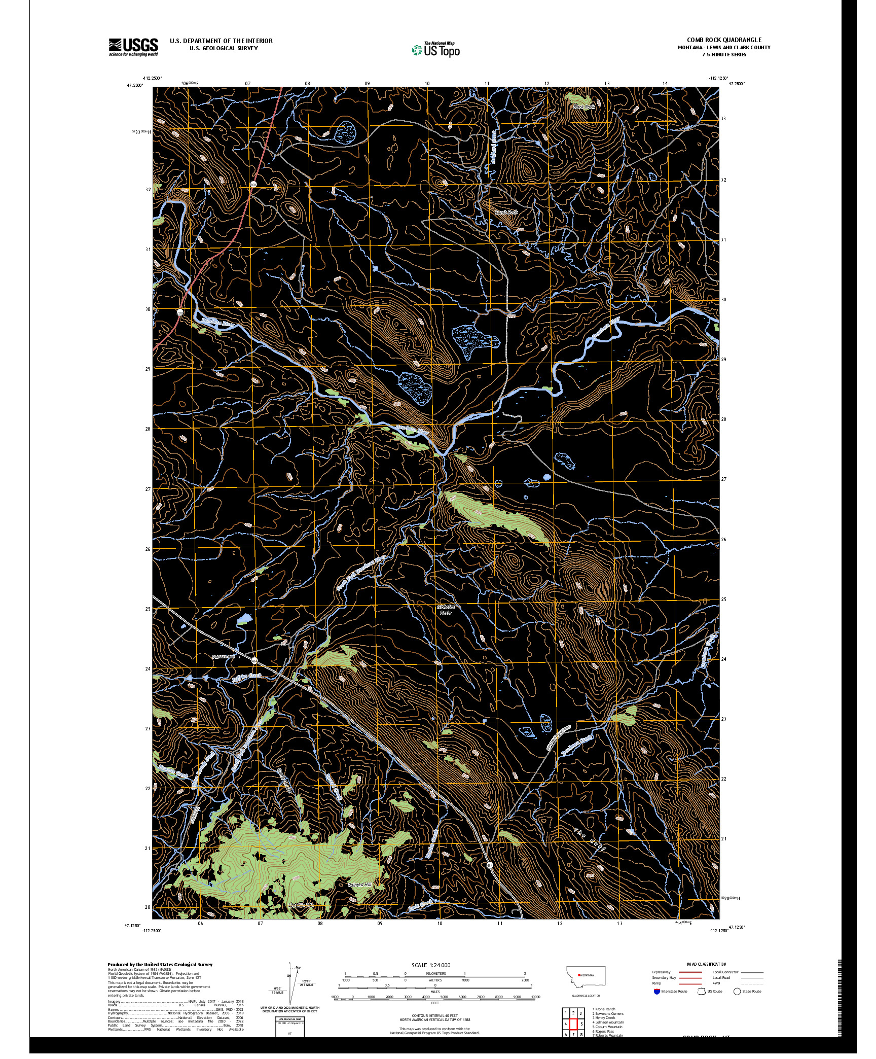US TOPO 7.5-MINUTE MAP FOR COMB ROCK, MT