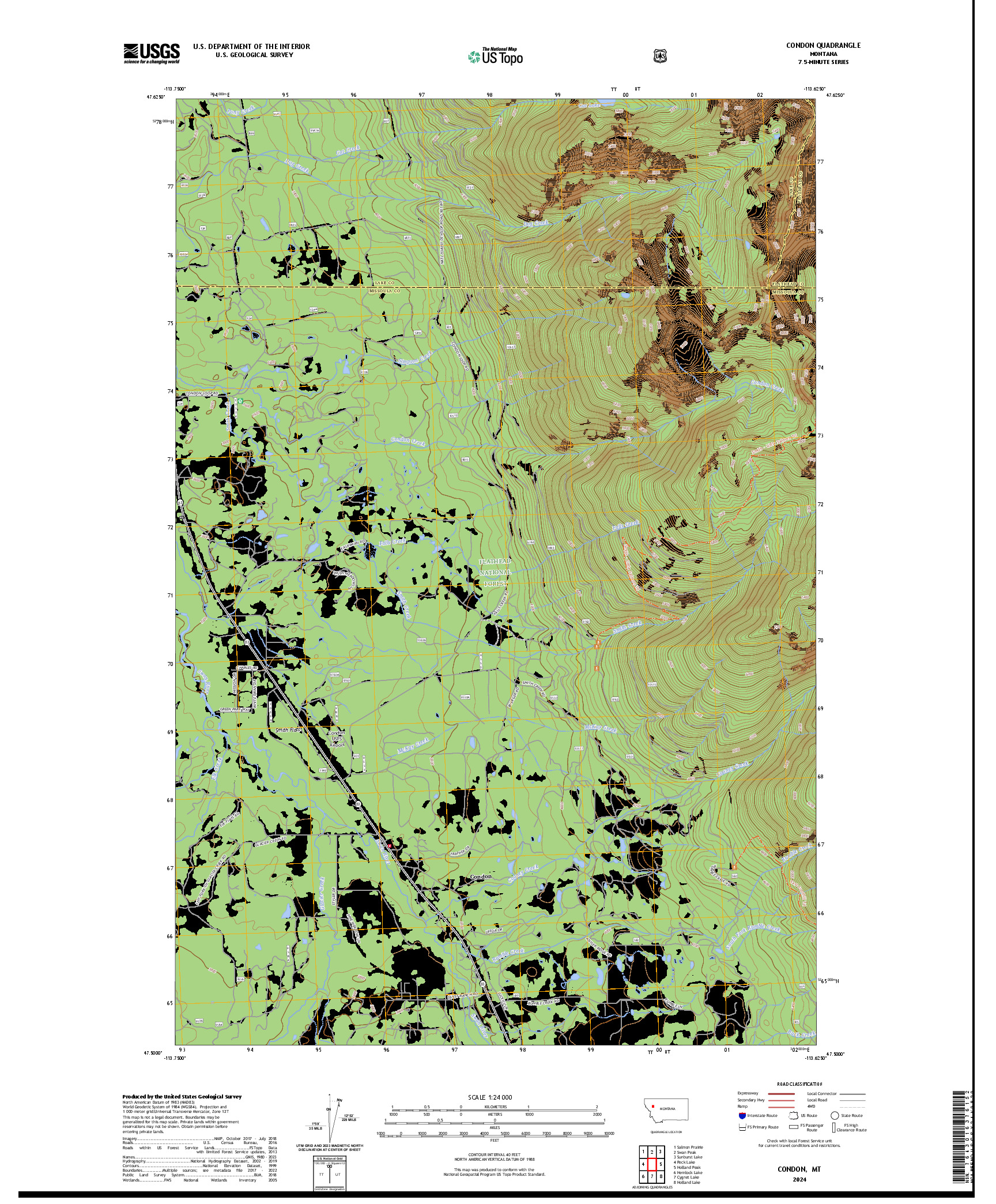 US TOPO 7.5-MINUTE MAP FOR CONDON, MT