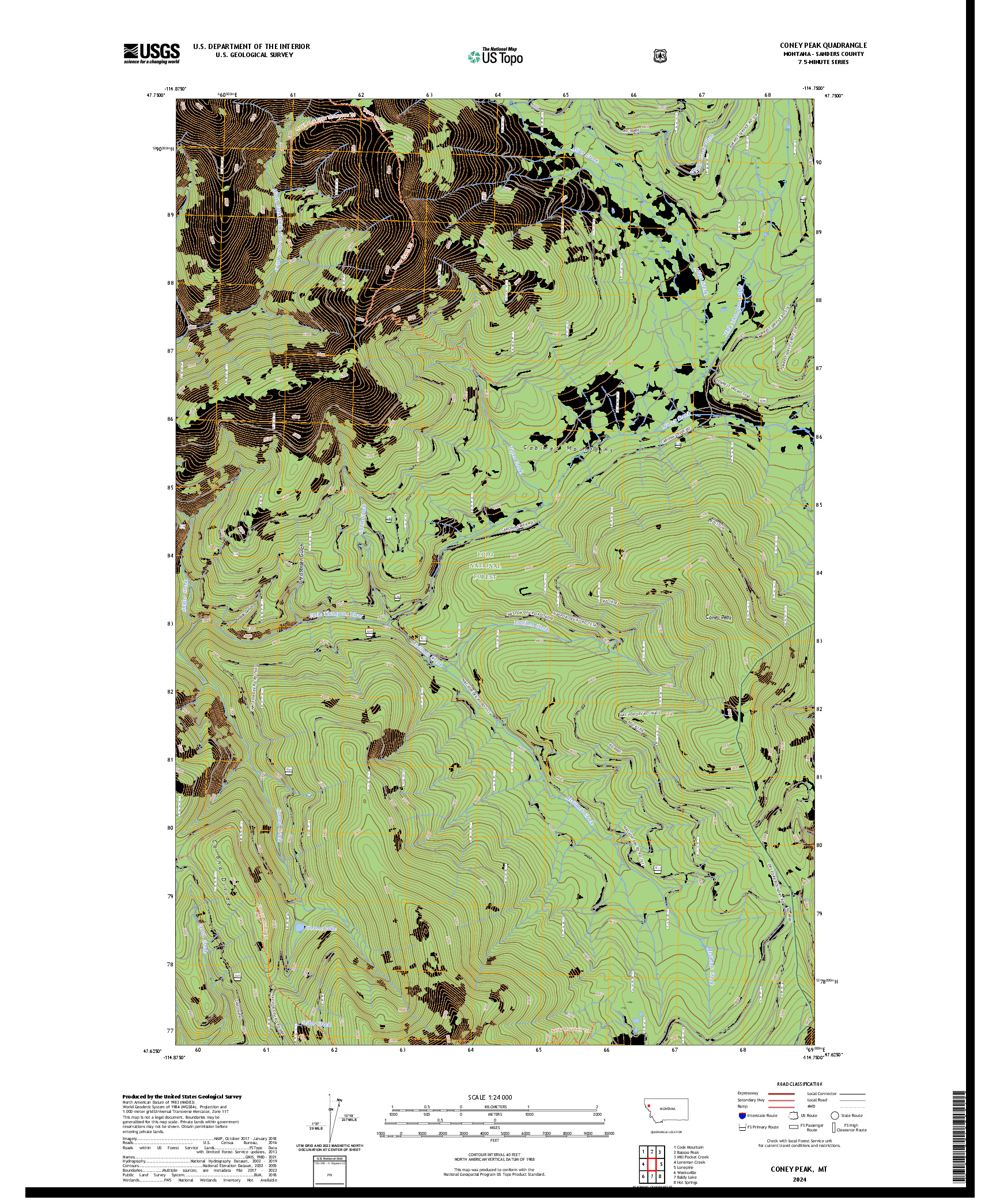 US TOPO 7.5-MINUTE MAP FOR CONEY PEAK, MT