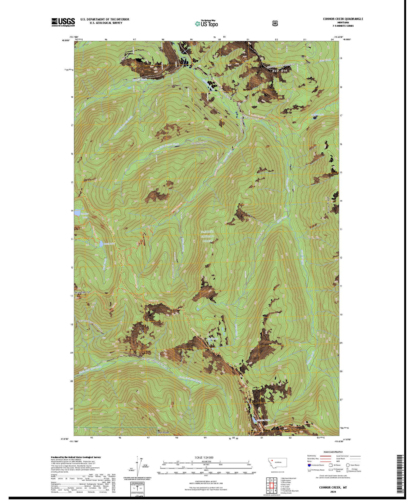 US TOPO 7.5-MINUTE MAP FOR CONNOR CREEK, MT