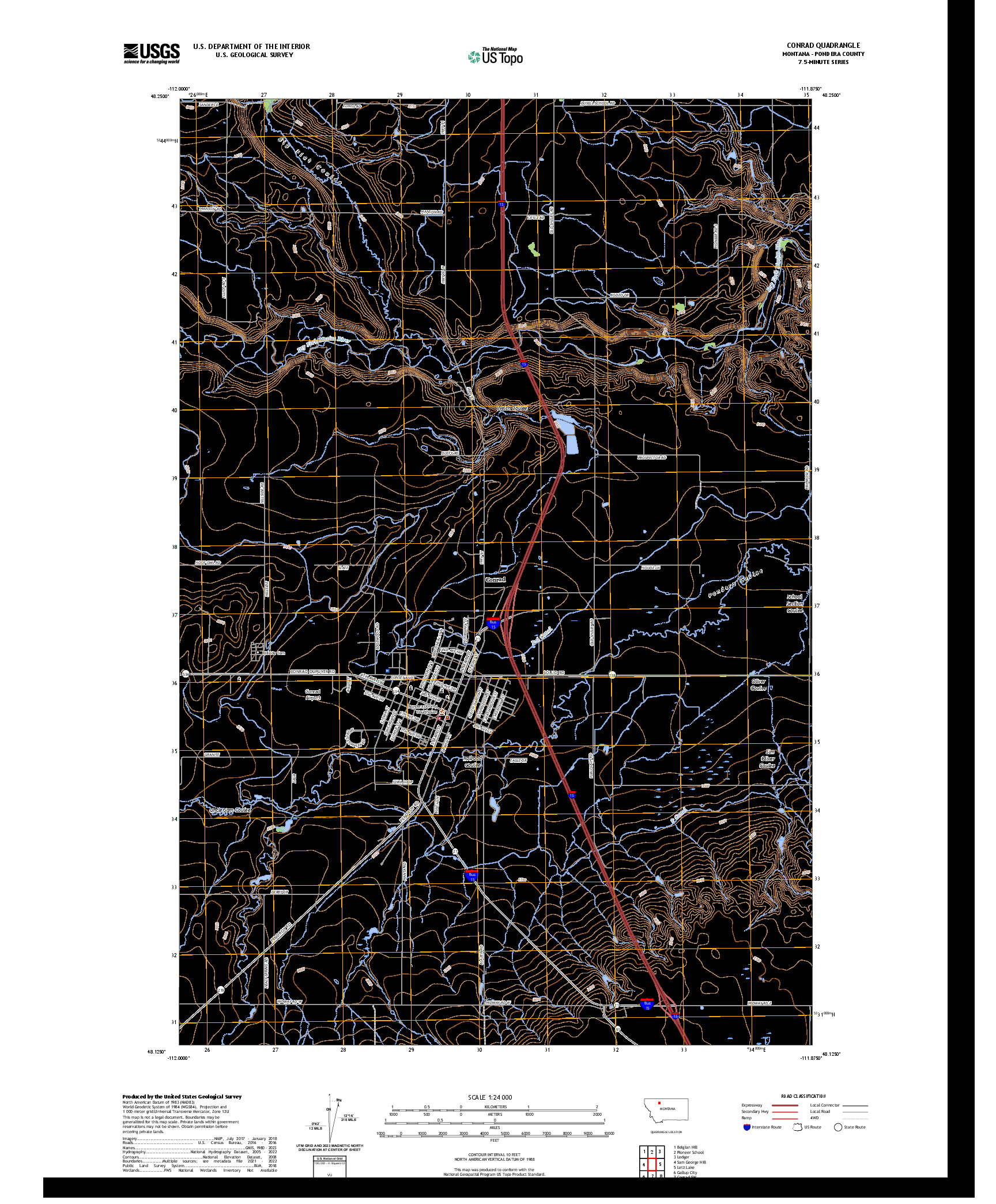 US TOPO 7.5-MINUTE MAP FOR CONRAD, MT