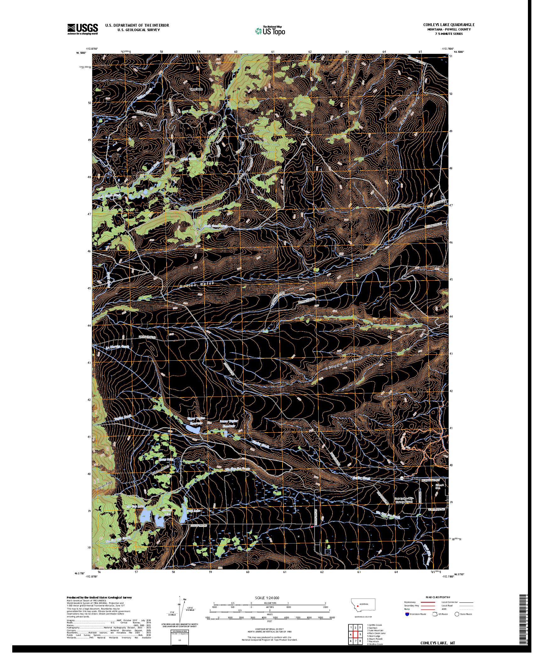 US TOPO 7.5-MINUTE MAP FOR CONLEYS LAKE, MT