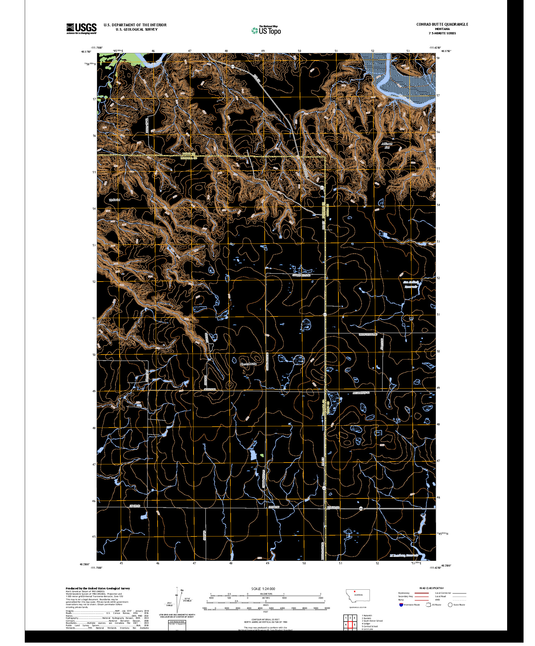 US TOPO 7.5-MINUTE MAP FOR CONRAD BUTTE, MT