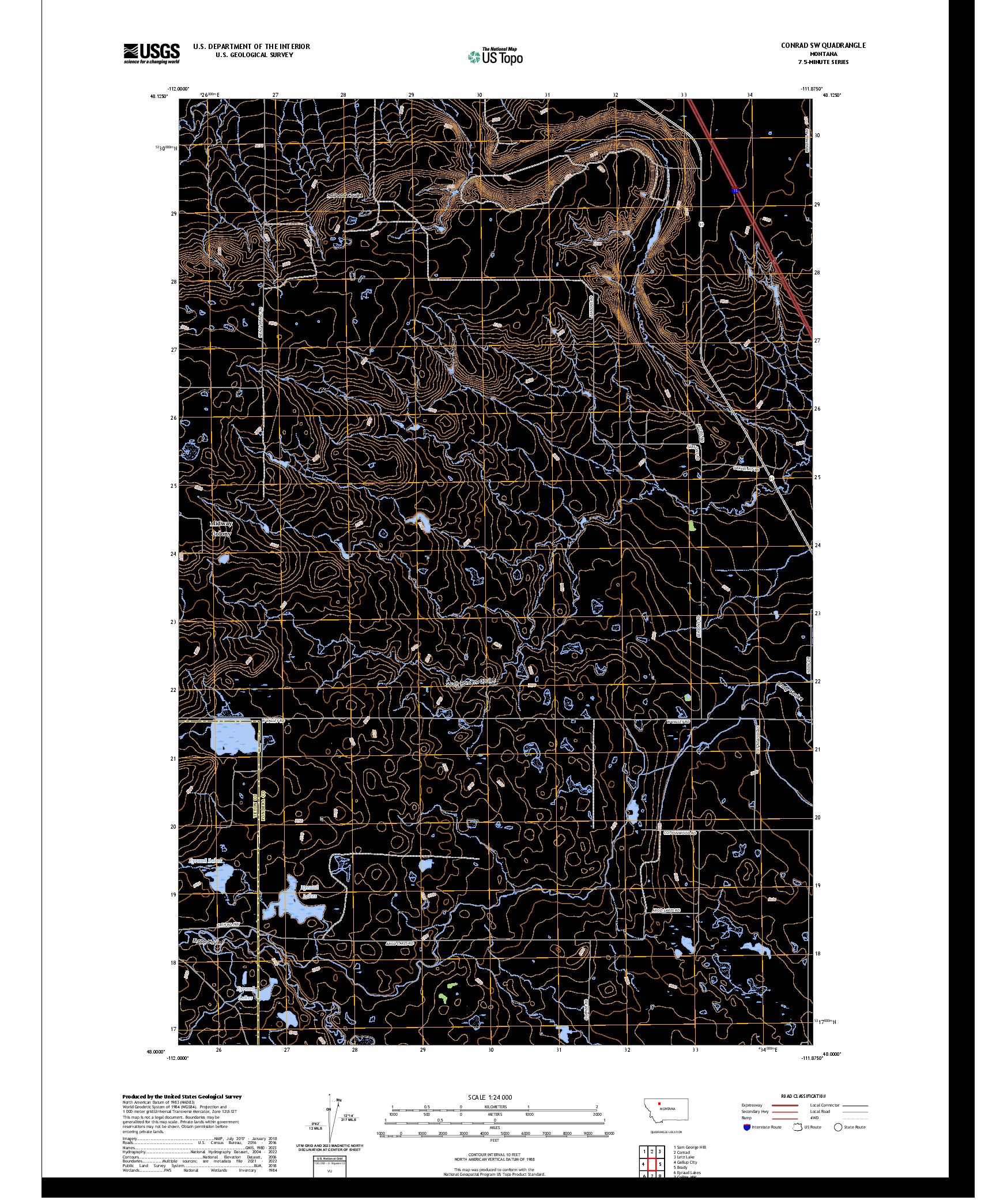 US TOPO 7.5-MINUTE MAP FOR CONRAD SW, MT