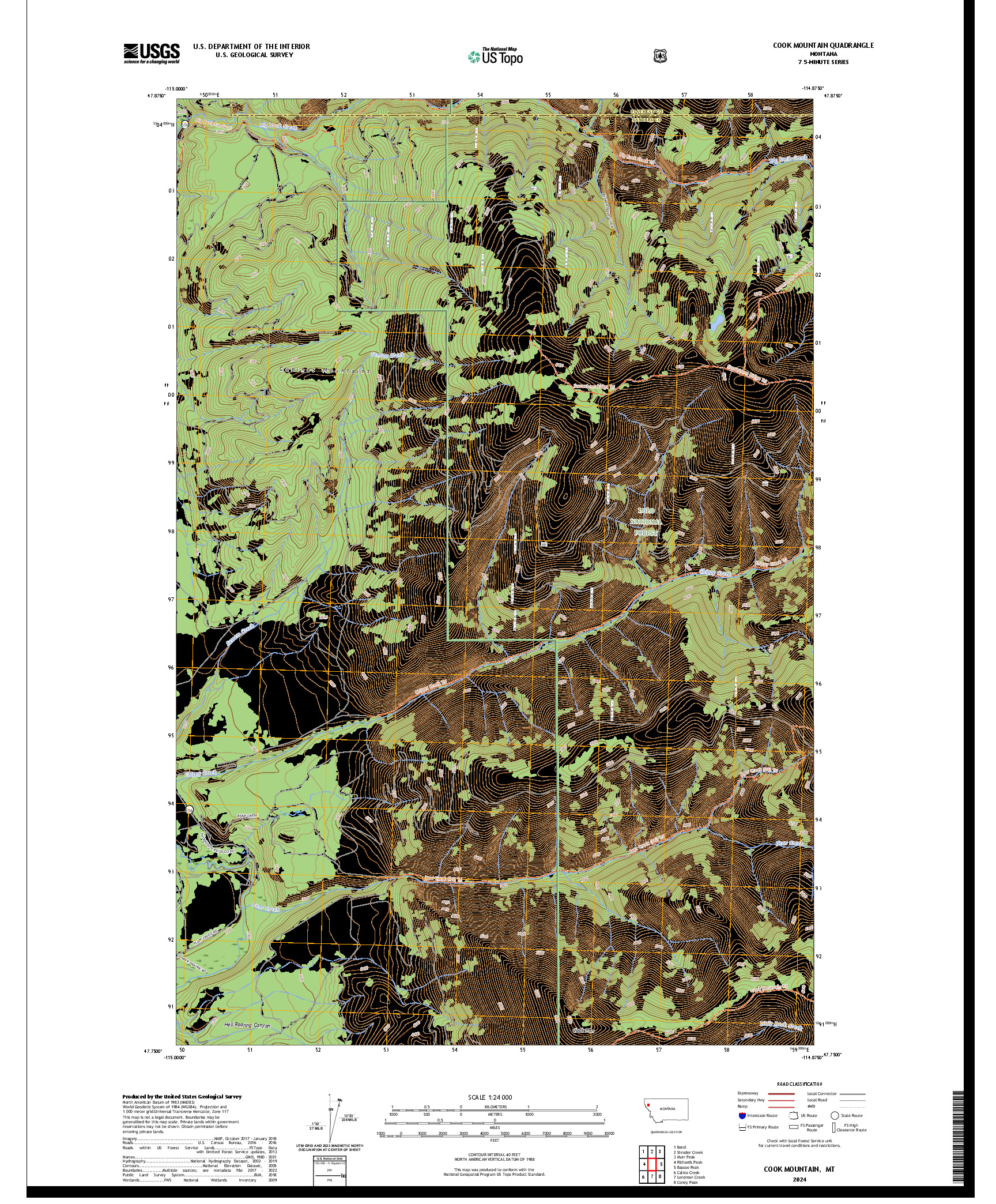 US TOPO 7.5-MINUTE MAP FOR COOK MOUNTAIN, MT