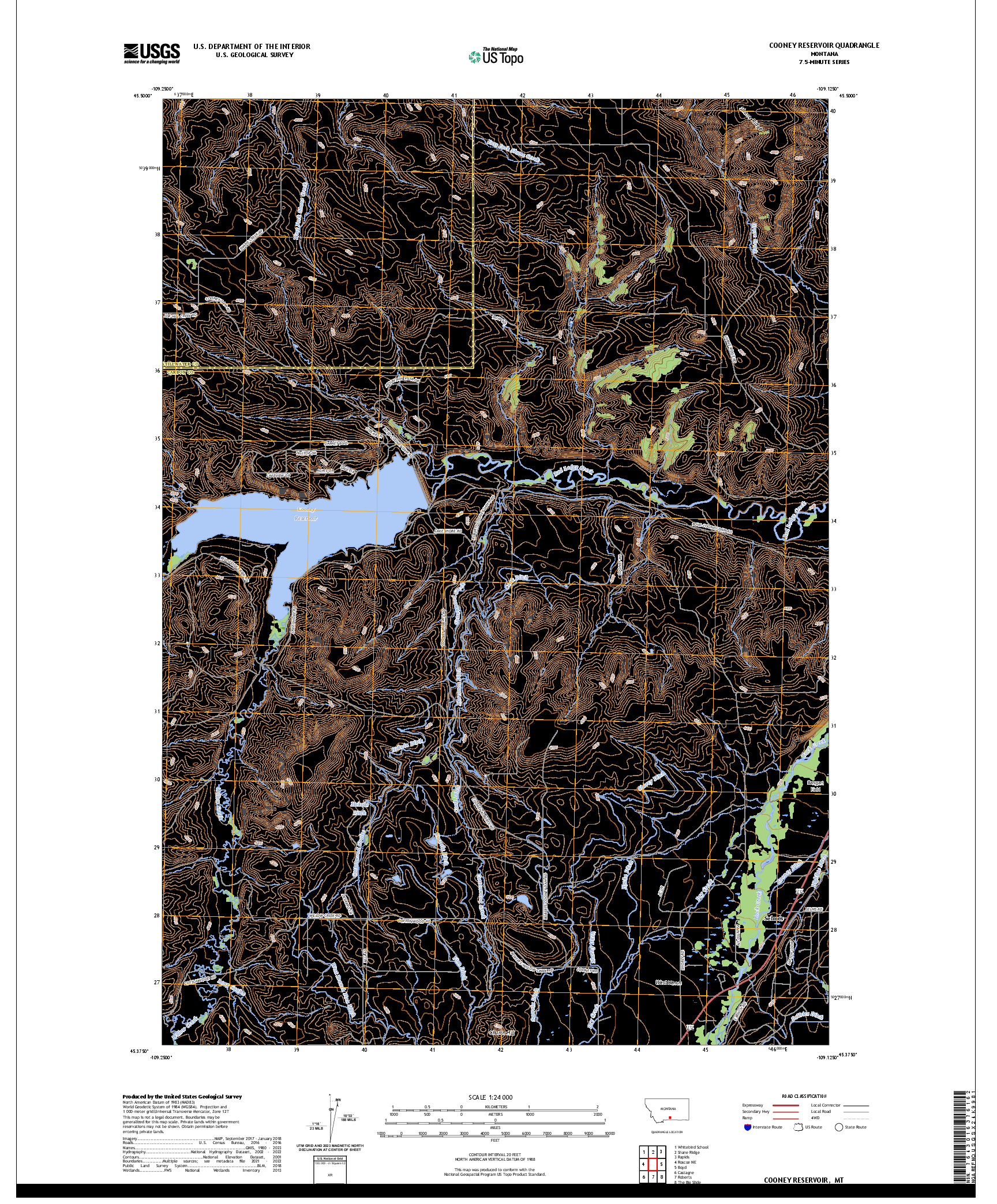 US TOPO 7.5-MINUTE MAP FOR COONEY RESERVOIR, MT