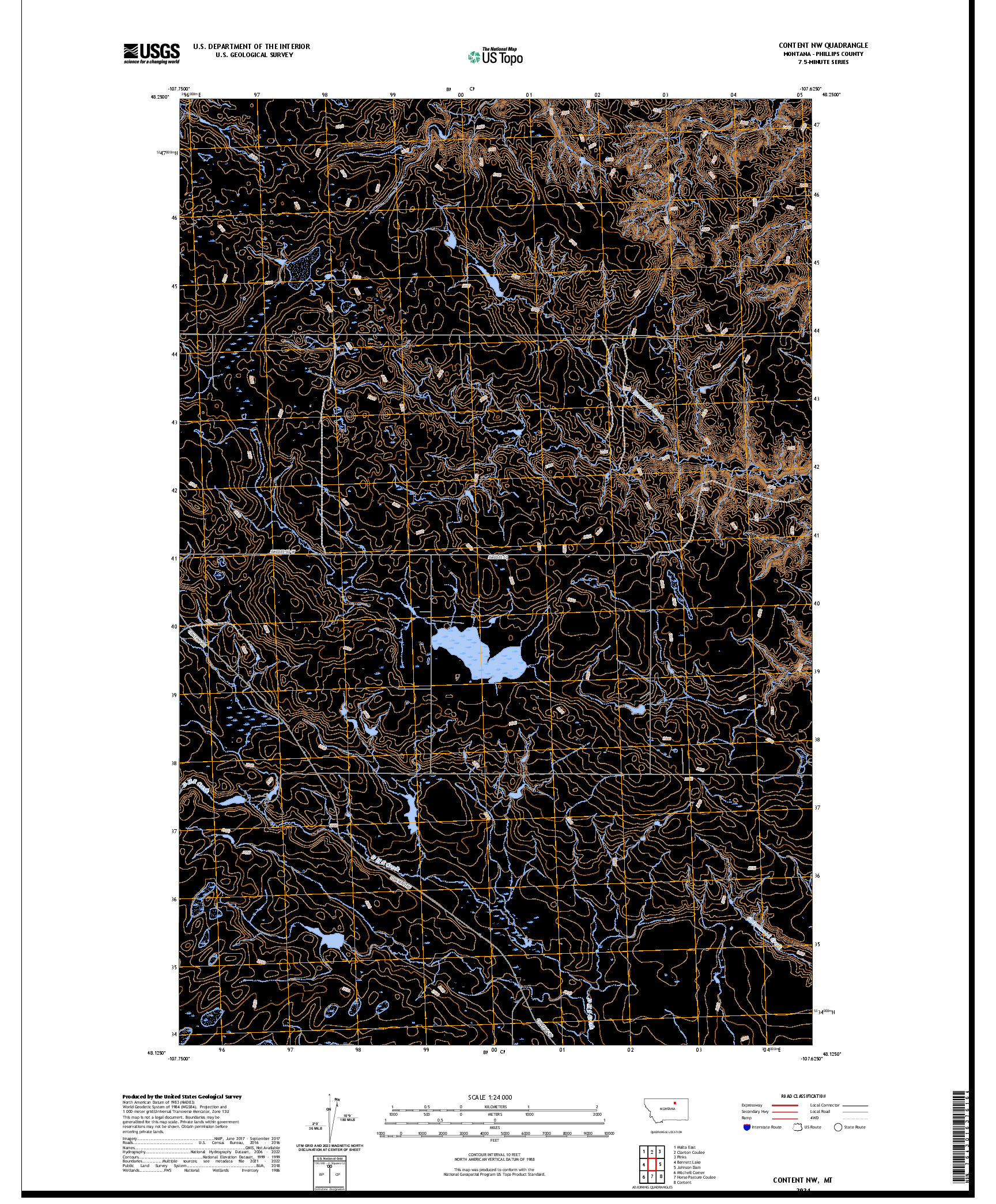 US TOPO 7.5-MINUTE MAP FOR CONTENT NW, MT