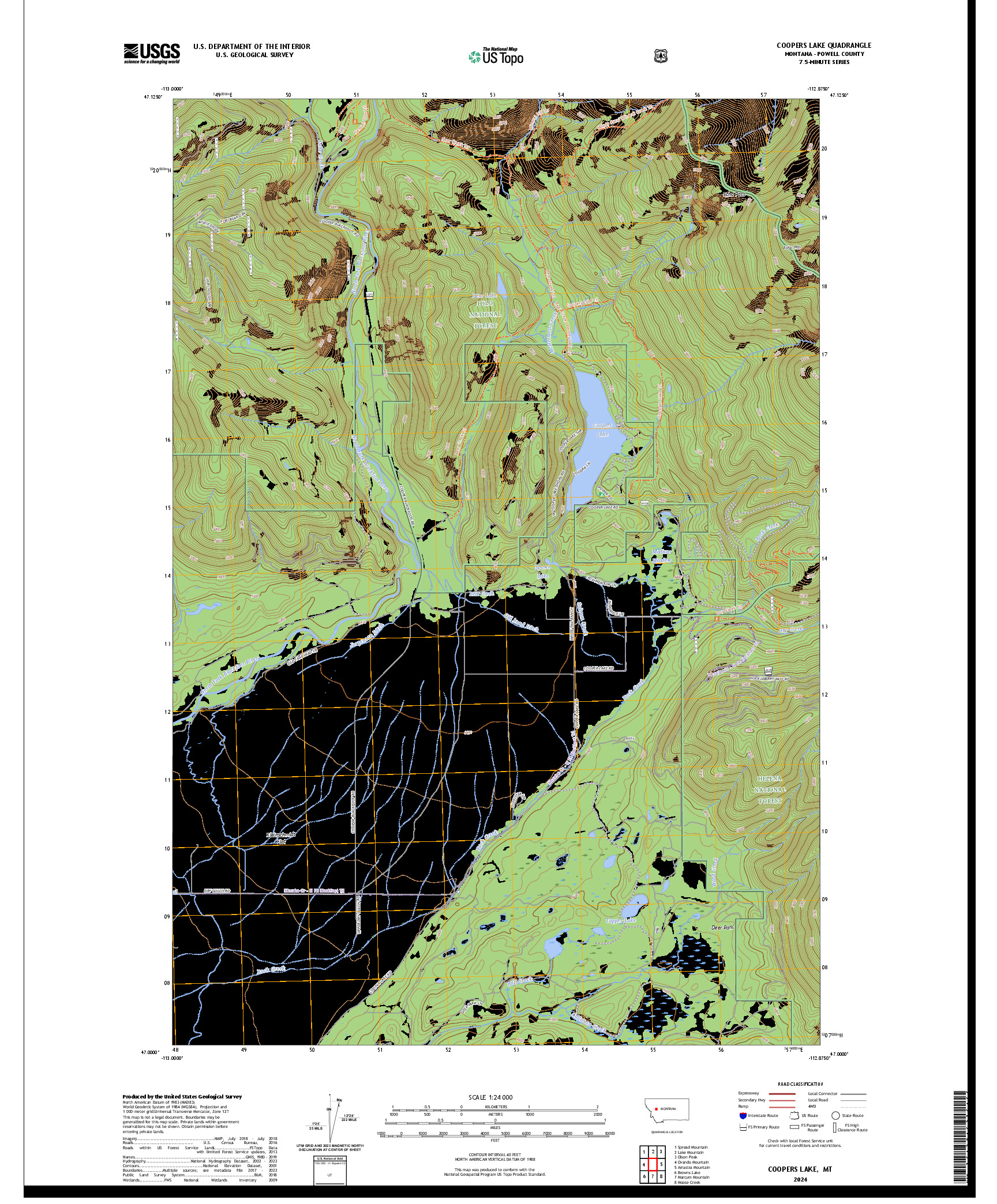 US TOPO 7.5-MINUTE MAP FOR COOPERS LAKE, MT