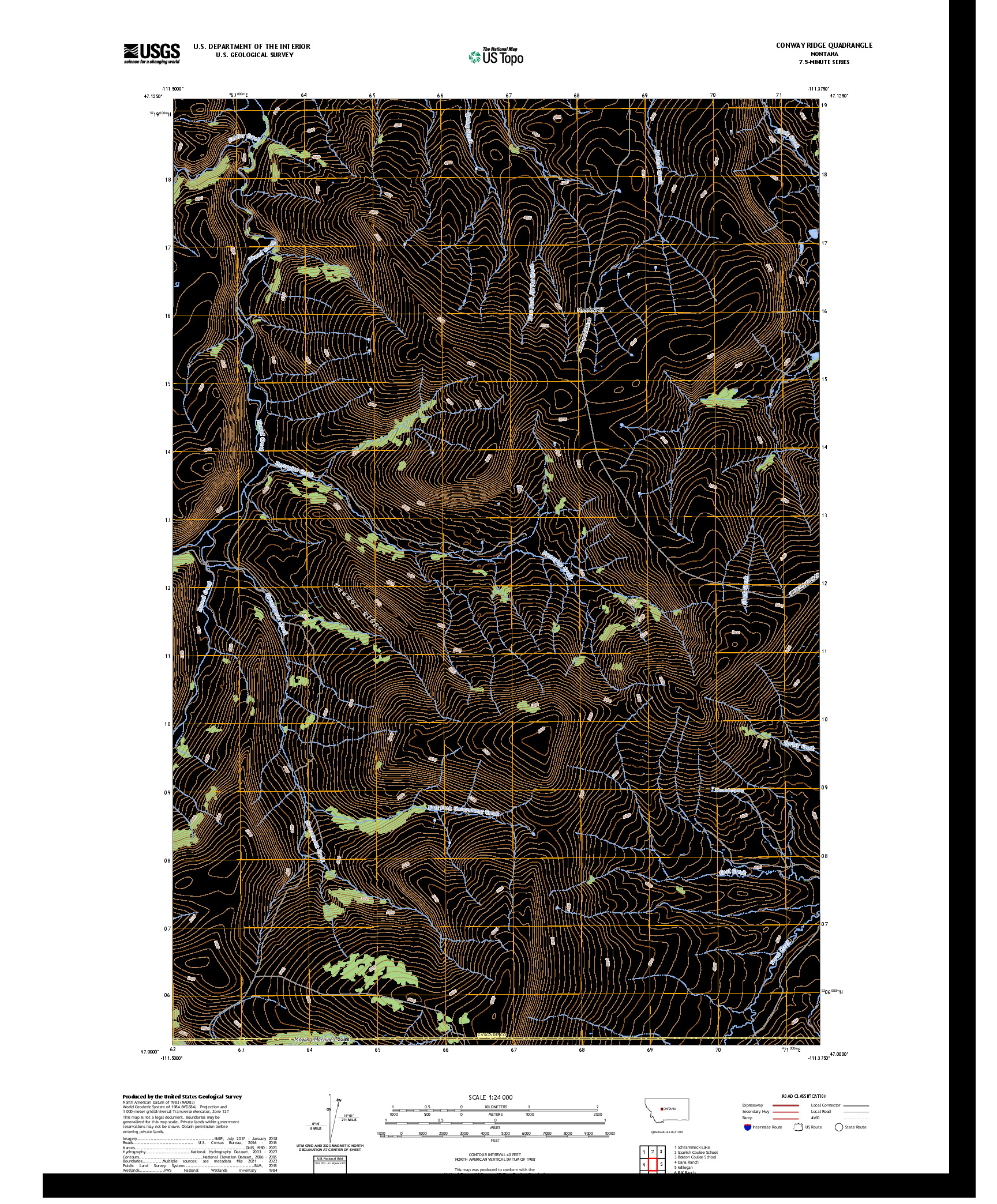 US TOPO 7.5-MINUTE MAP FOR CONWAY RIDGE, MT