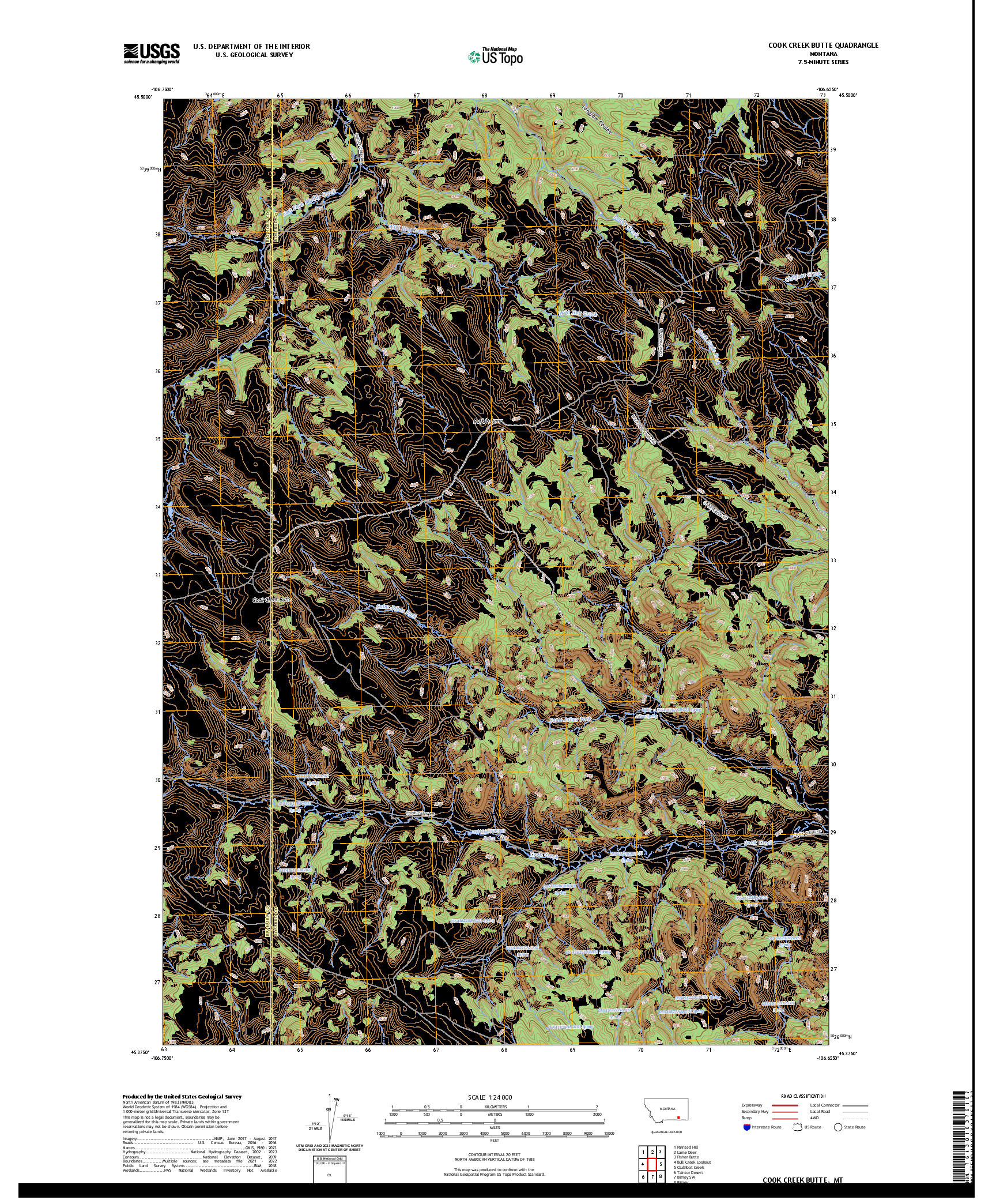 US TOPO 7.5-MINUTE MAP FOR COOK CREEK BUTTE, MT