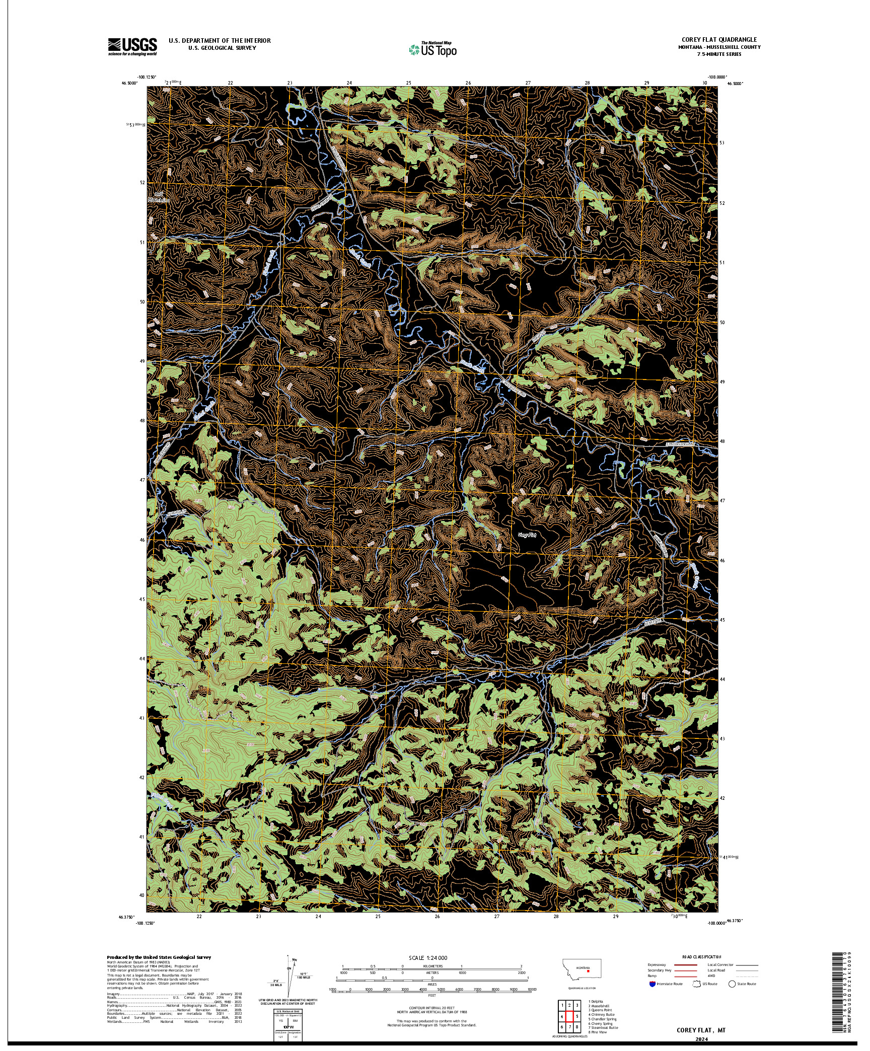 US TOPO 7.5-MINUTE MAP FOR COREY FLAT, MT