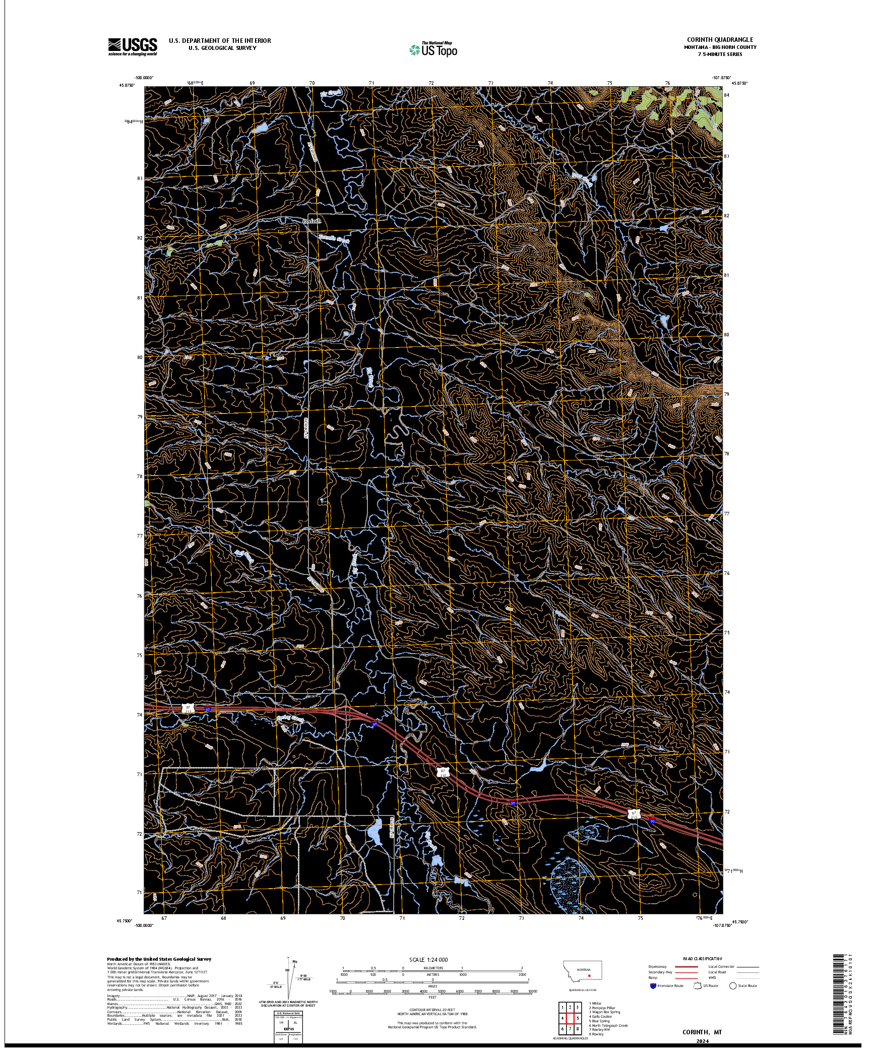 US TOPO 7.5-MINUTE MAP FOR CORINTH, MT