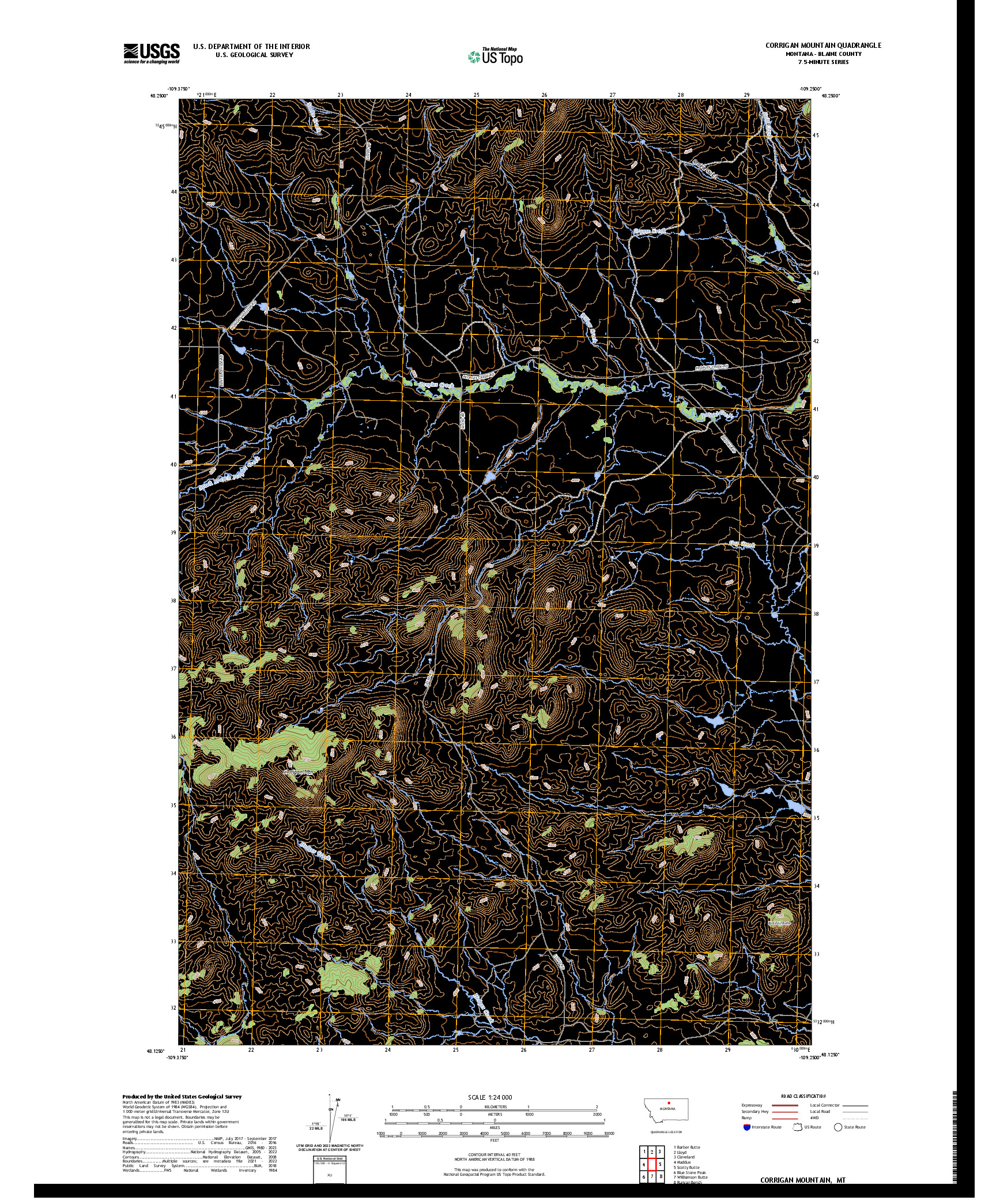 US TOPO 7.5-MINUTE MAP FOR CORRIGAN MOUNTAIN, MT