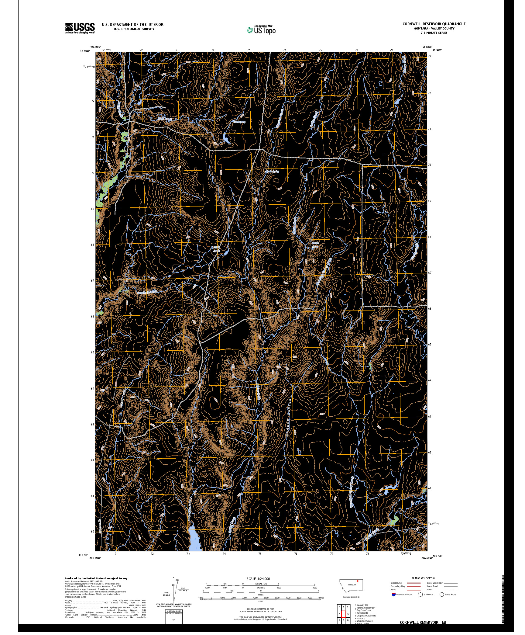 US TOPO 7.5-MINUTE MAP FOR CORNWELL RESERVOIR, MT