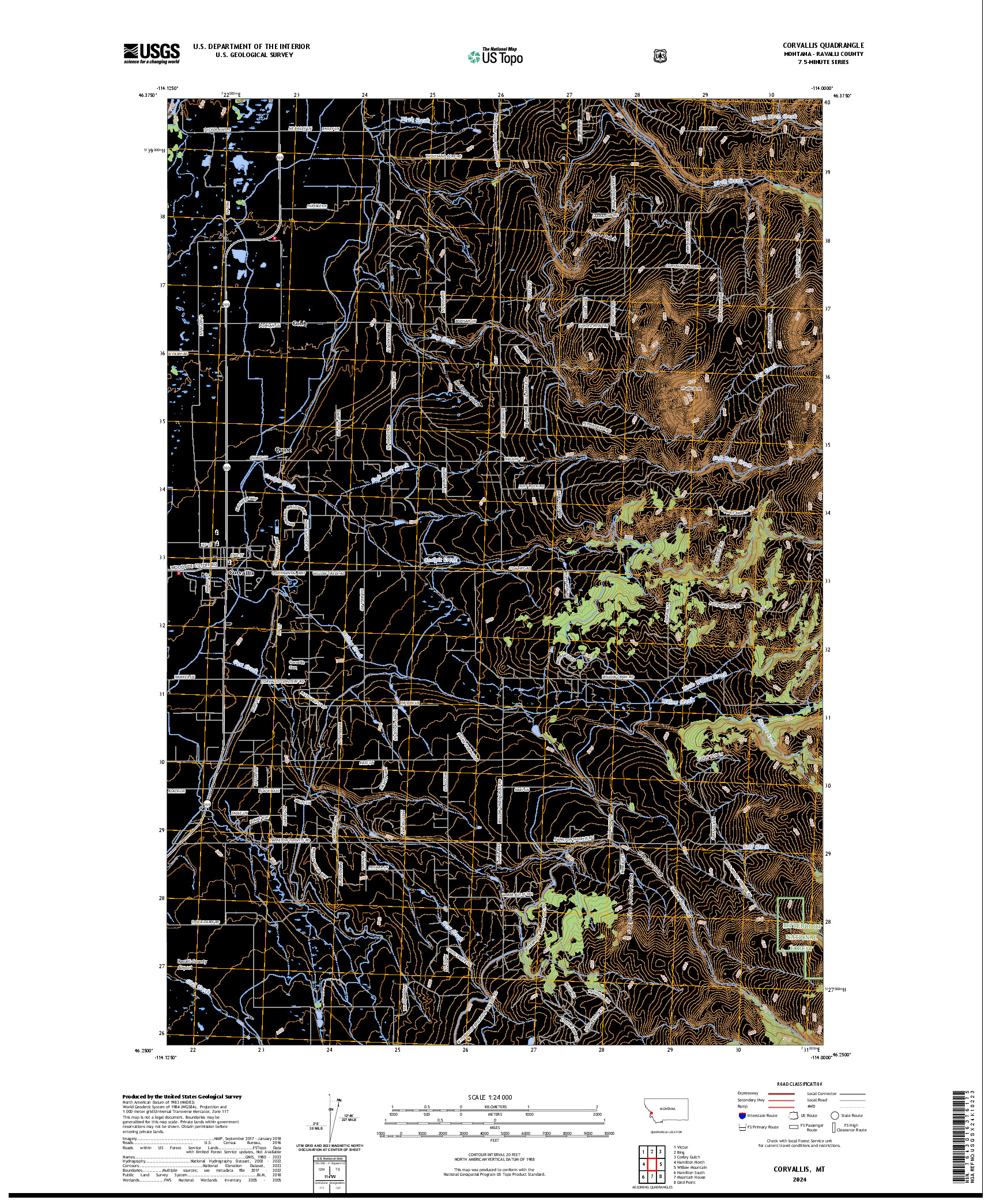 US TOPO 7.5-MINUTE MAP FOR CORVALLIS, MT