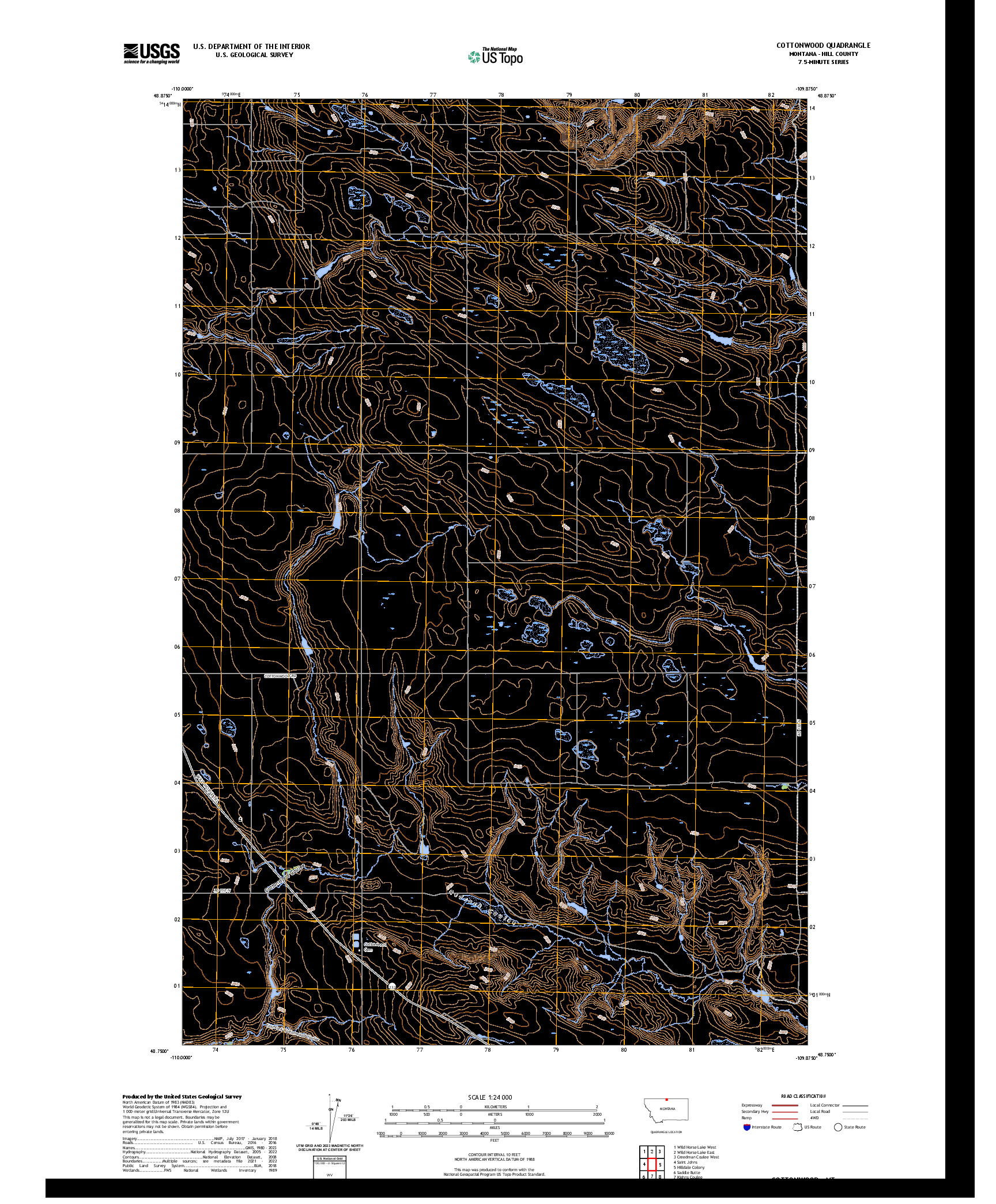 US TOPO 7.5-MINUTE MAP FOR COTTONWOOD, MT