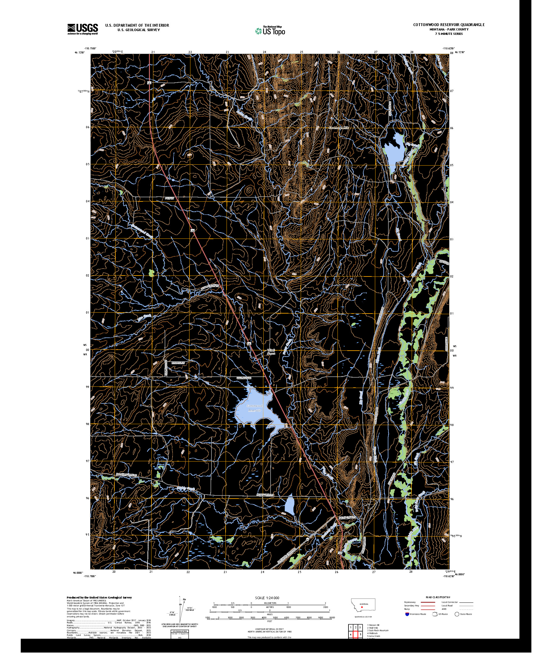 US TOPO 7.5-MINUTE MAP FOR COTTONWOOD RESERVOIR, MT
