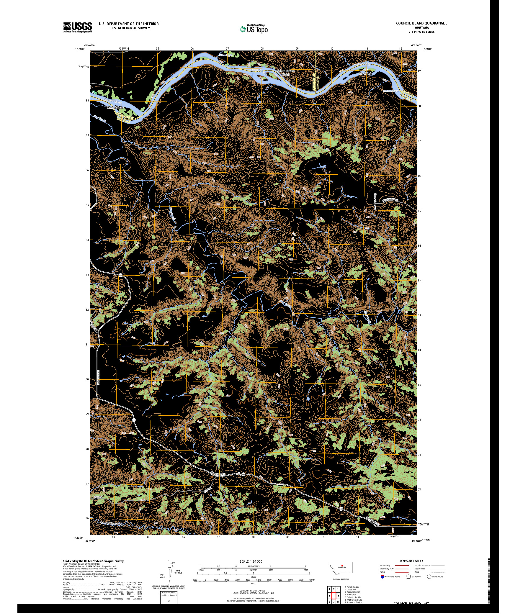 US TOPO 7.5-MINUTE MAP FOR COUNCIL ISLAND, MT
