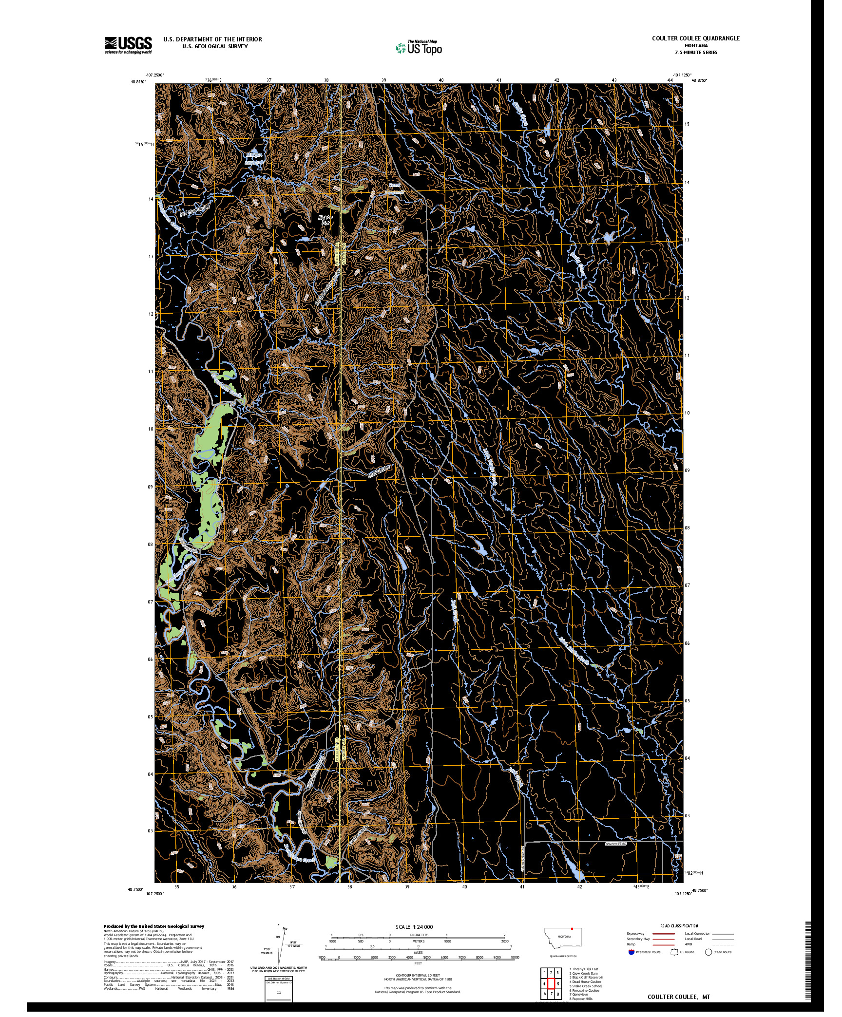 US TOPO 7.5-MINUTE MAP FOR COULTER COULEE, MT