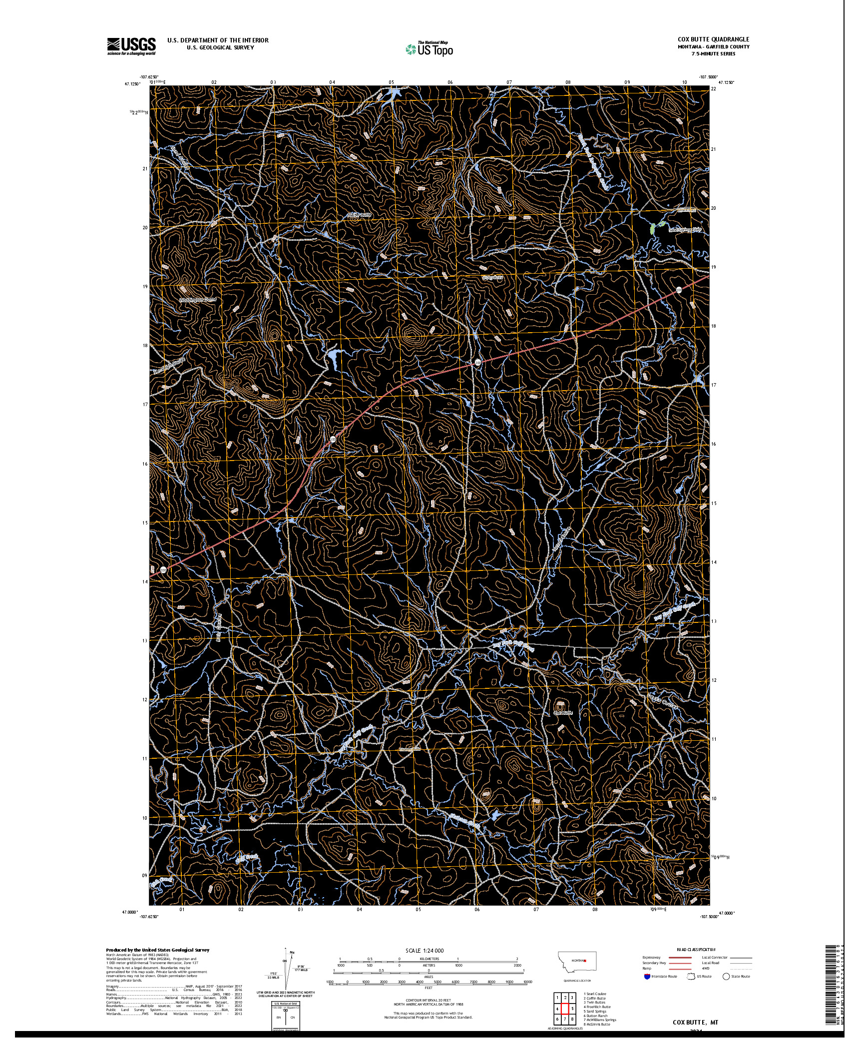 US TOPO 7.5-MINUTE MAP FOR COX BUTTE, MT