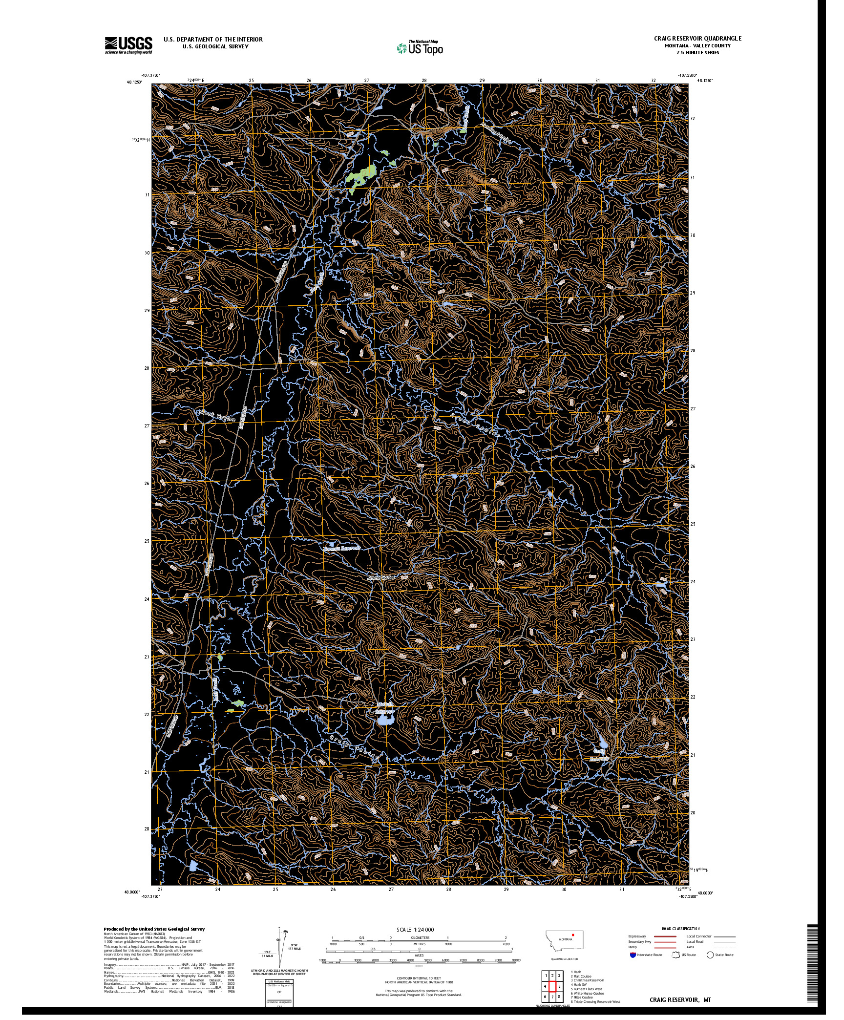 US TOPO 7.5-MINUTE MAP FOR CRAIG RESERVOIR, MT