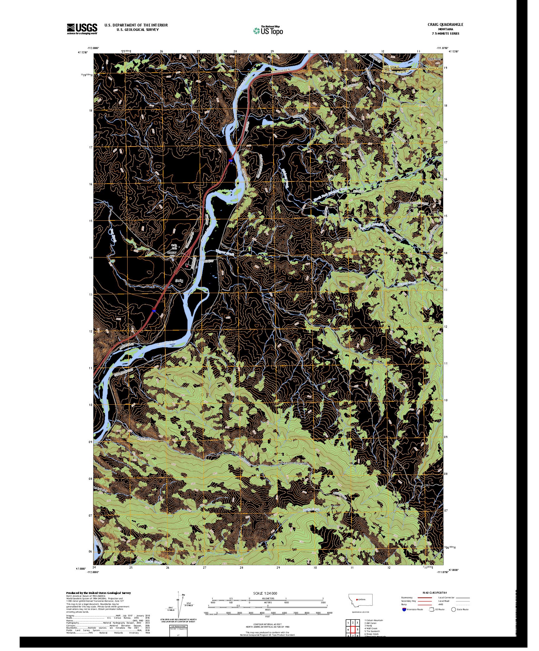 US TOPO 7.5-MINUTE MAP FOR CRAIG, MT