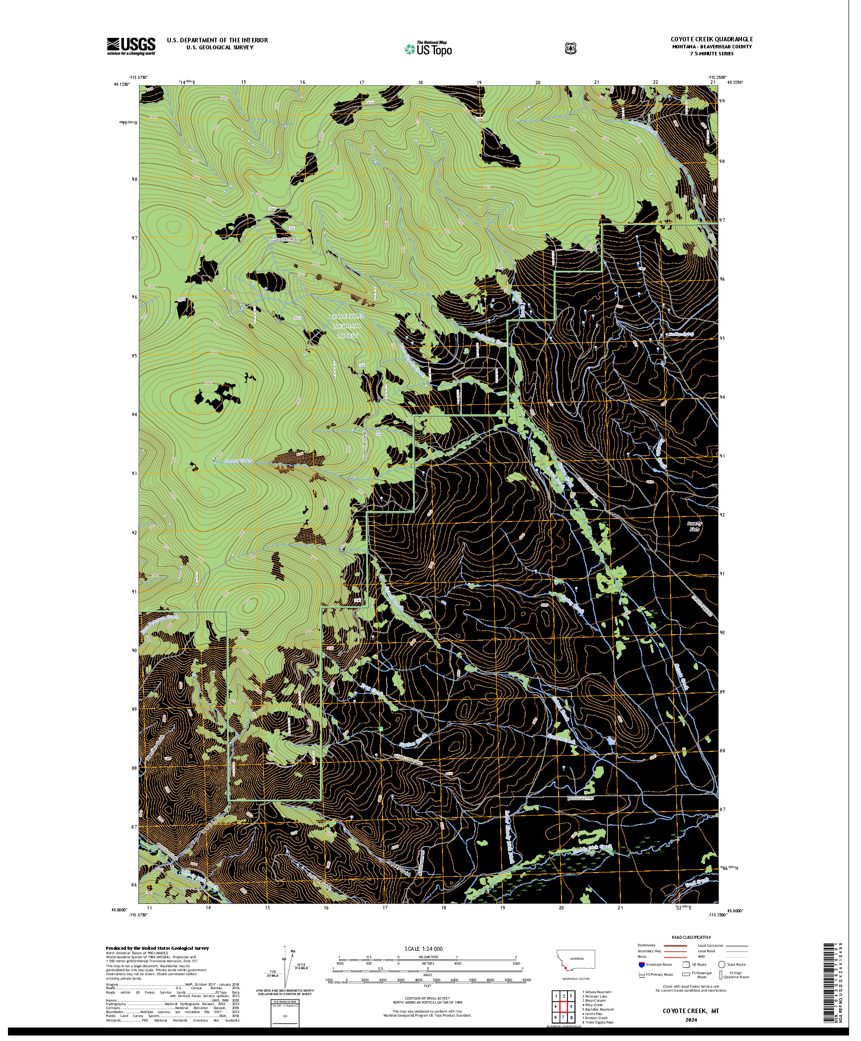 US TOPO 7.5-MINUTE MAP FOR COYOTE CREEK, MT