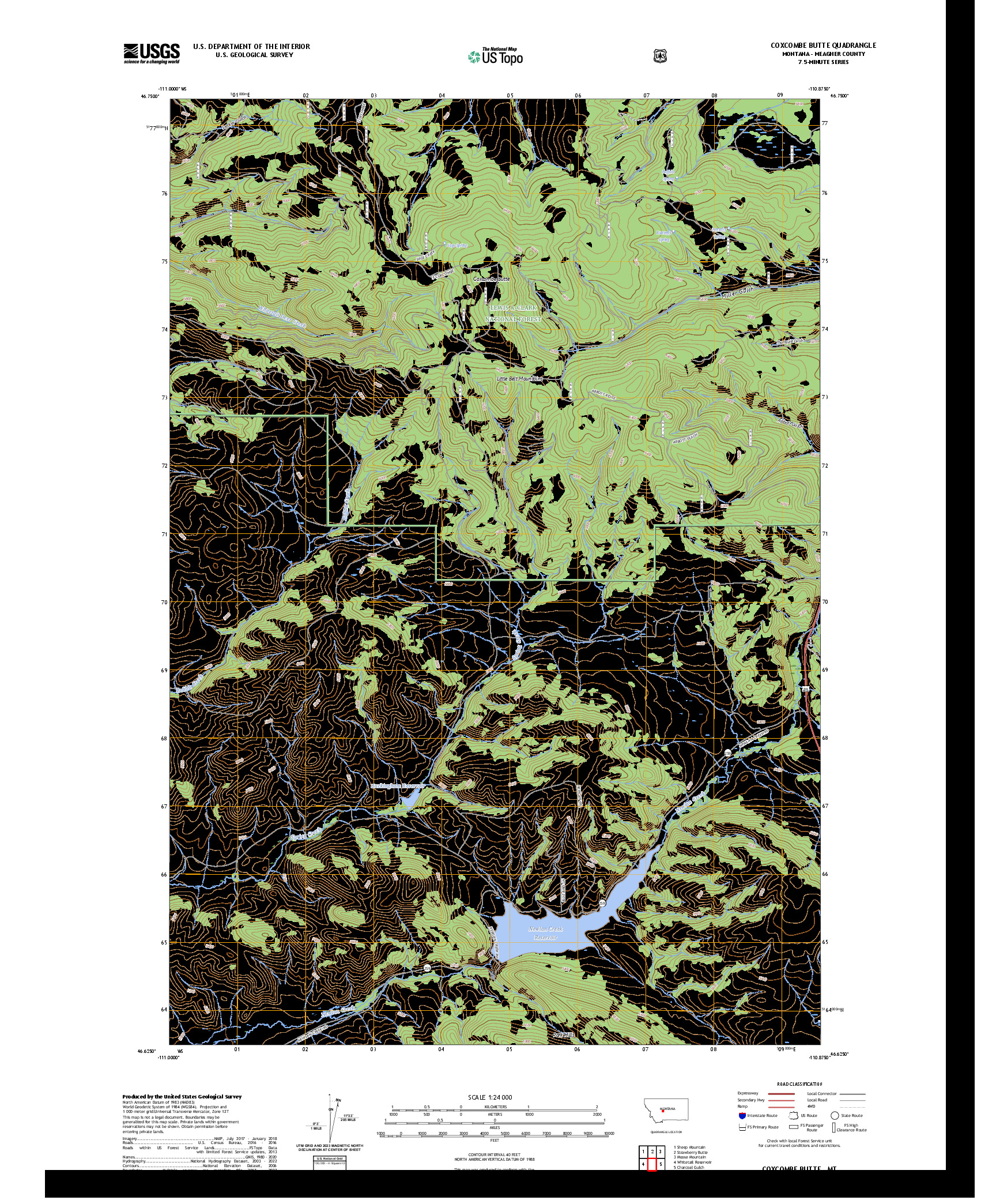 US TOPO 7.5-MINUTE MAP FOR COXCOMBE BUTTE, MT