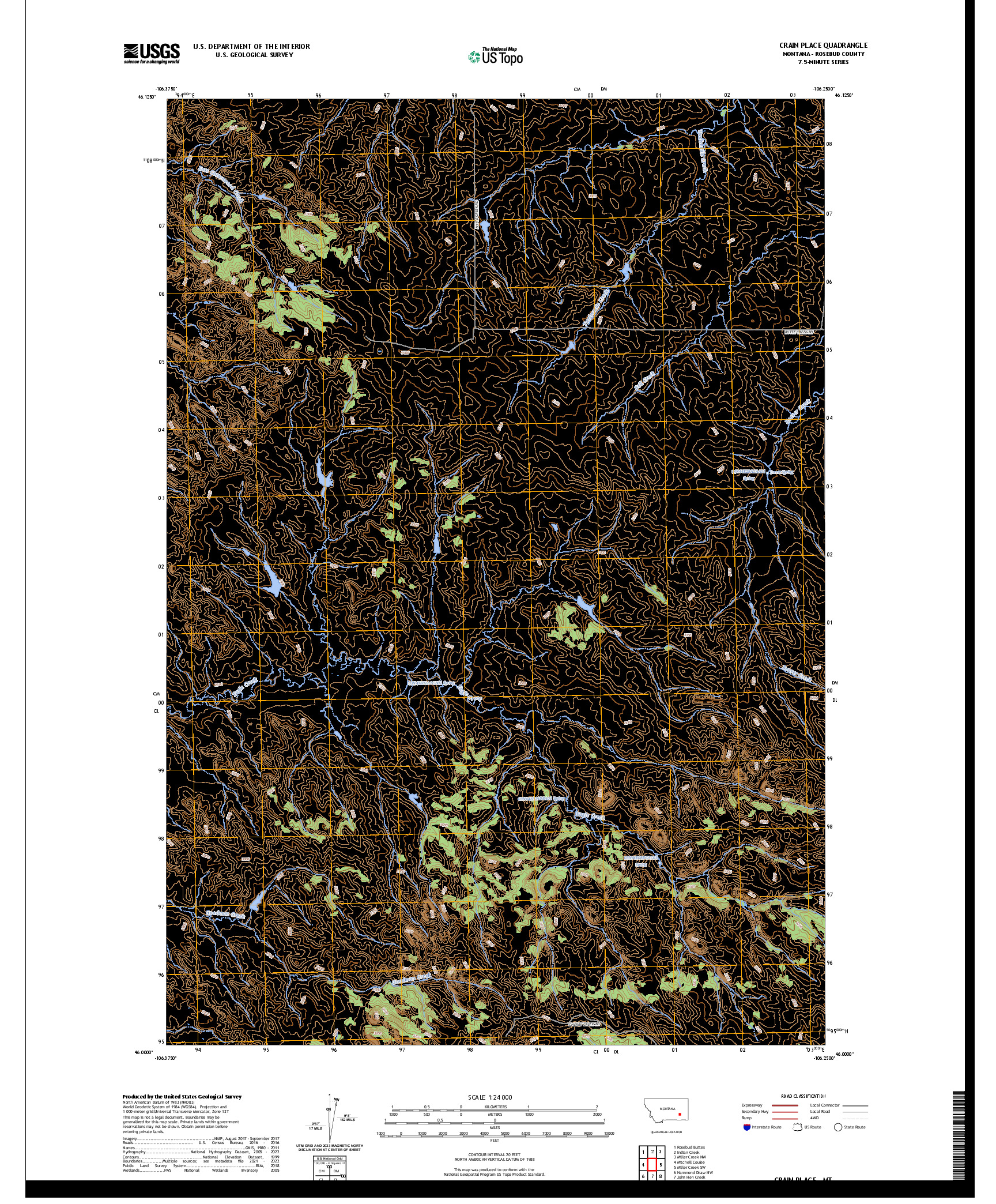 US TOPO 7.5-MINUTE MAP FOR CRAIN PLACE, MT
