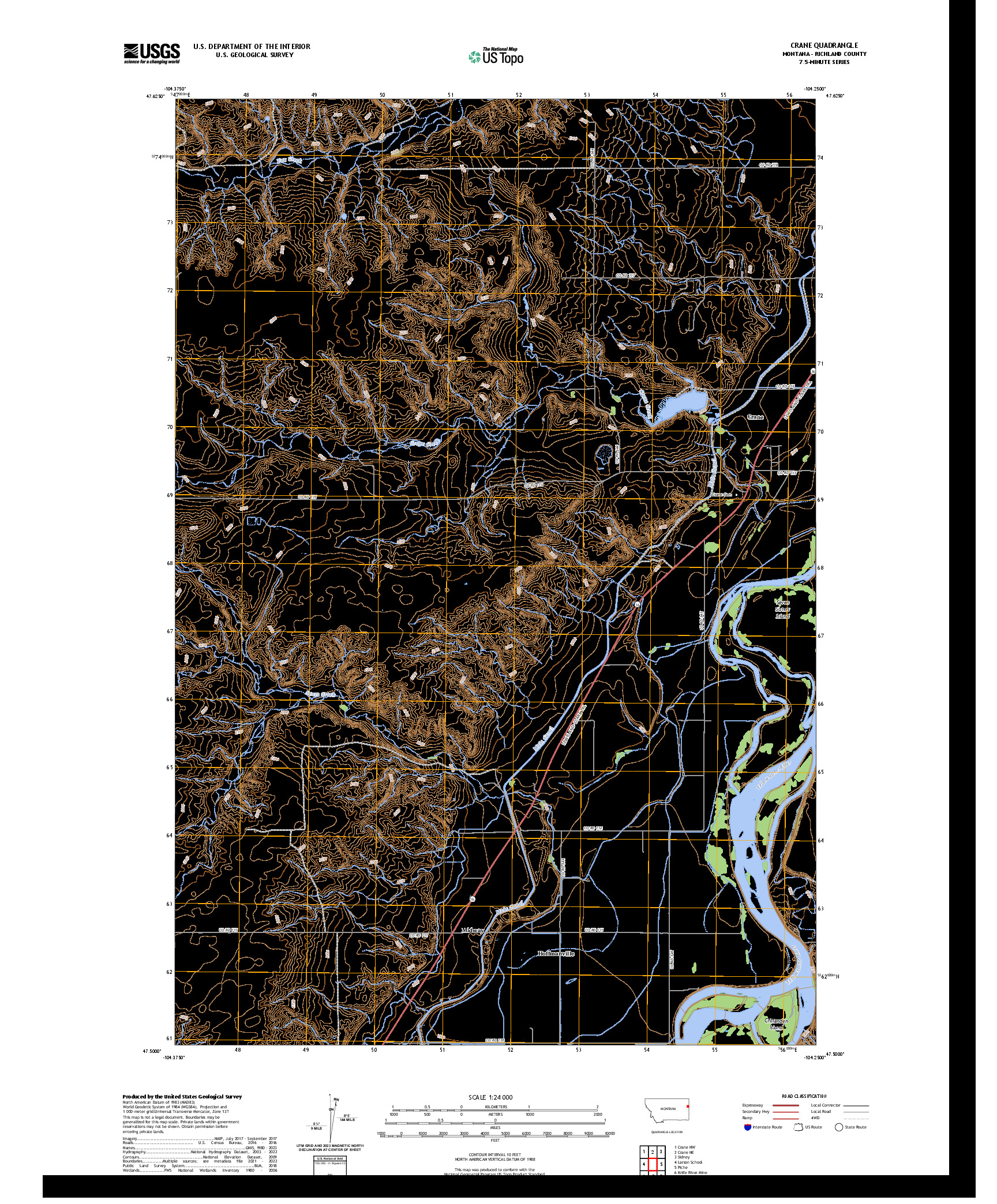 US TOPO 7.5-MINUTE MAP FOR CRANE, MT