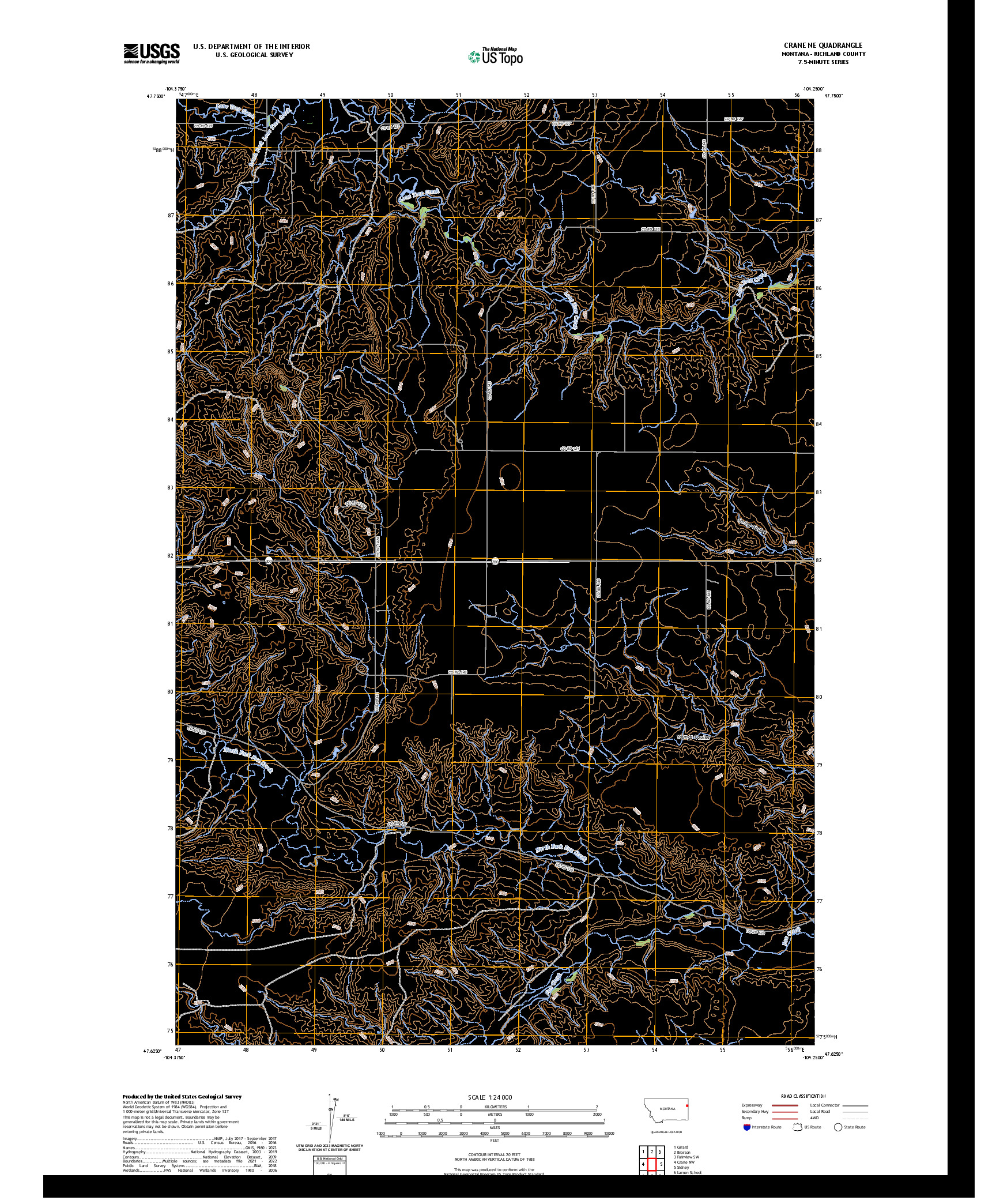 US TOPO 7.5-MINUTE MAP FOR CRANE NE, MT