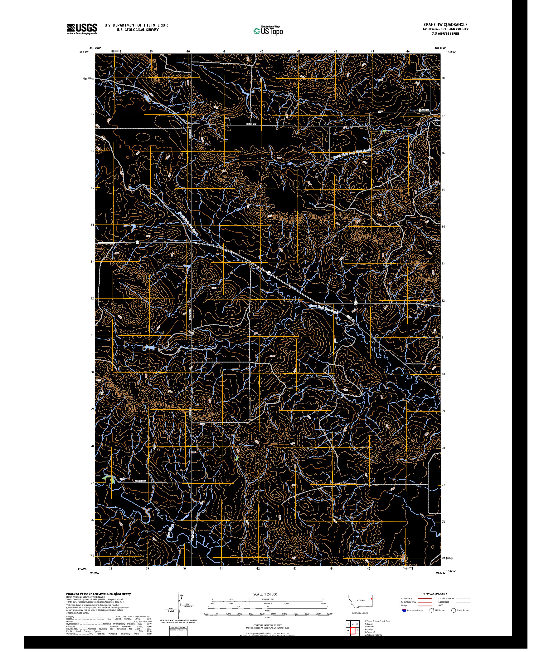 US TOPO 7.5-MINUTE MAP FOR CRANE NW, MT