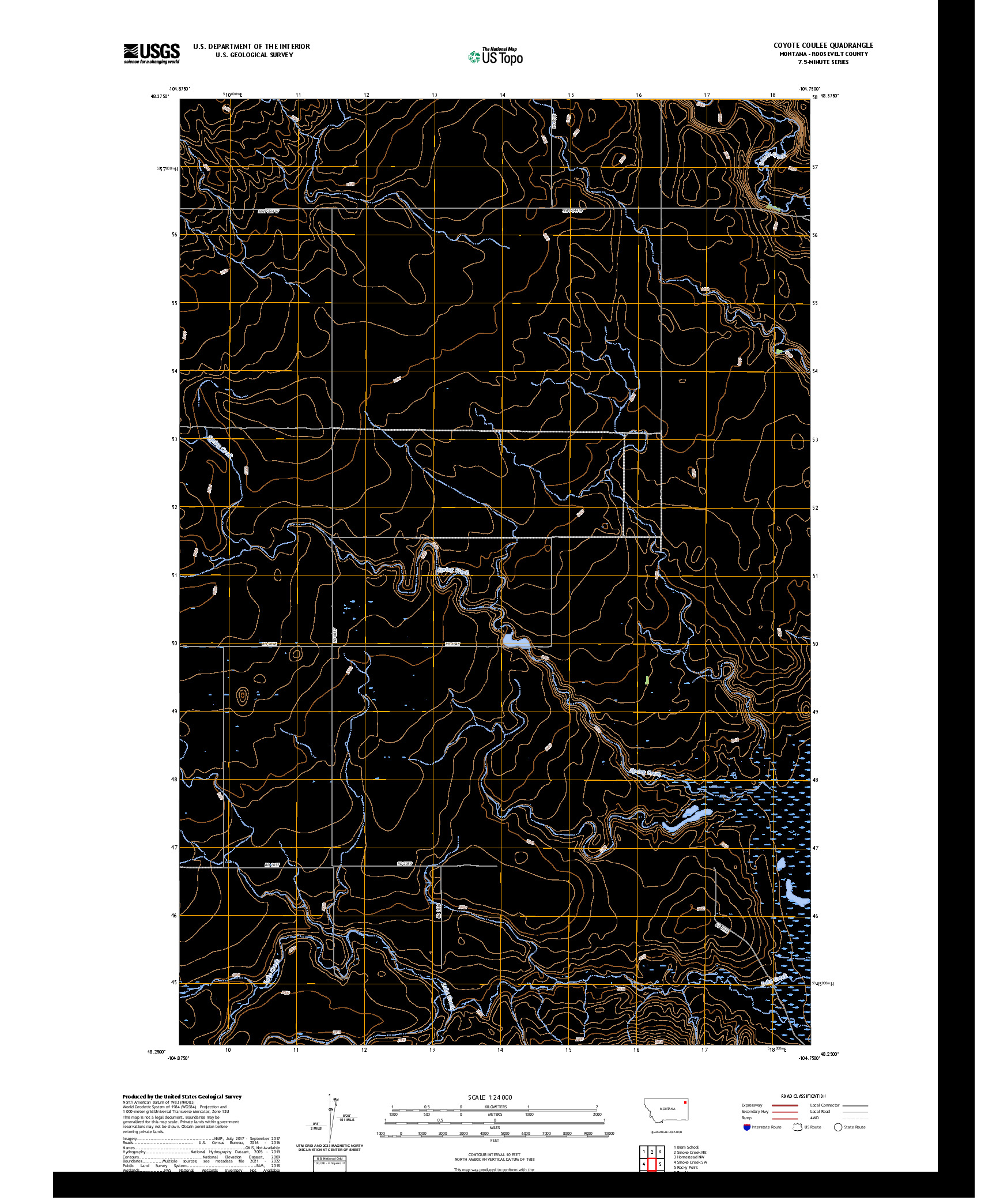 US TOPO 7.5-MINUTE MAP FOR COYOTE COULEE, MT