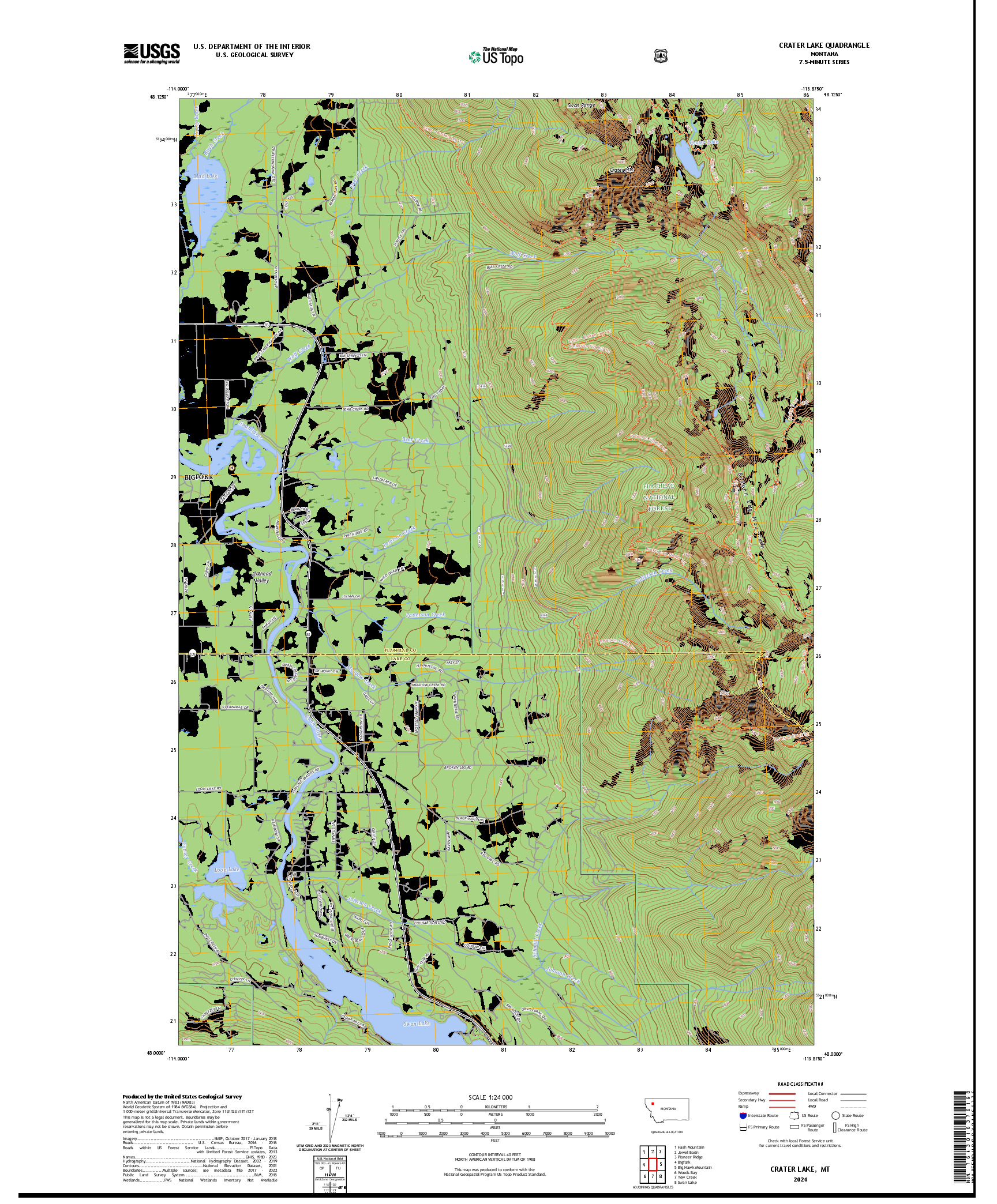 US TOPO 7.5-MINUTE MAP FOR CRATER LAKE, MT