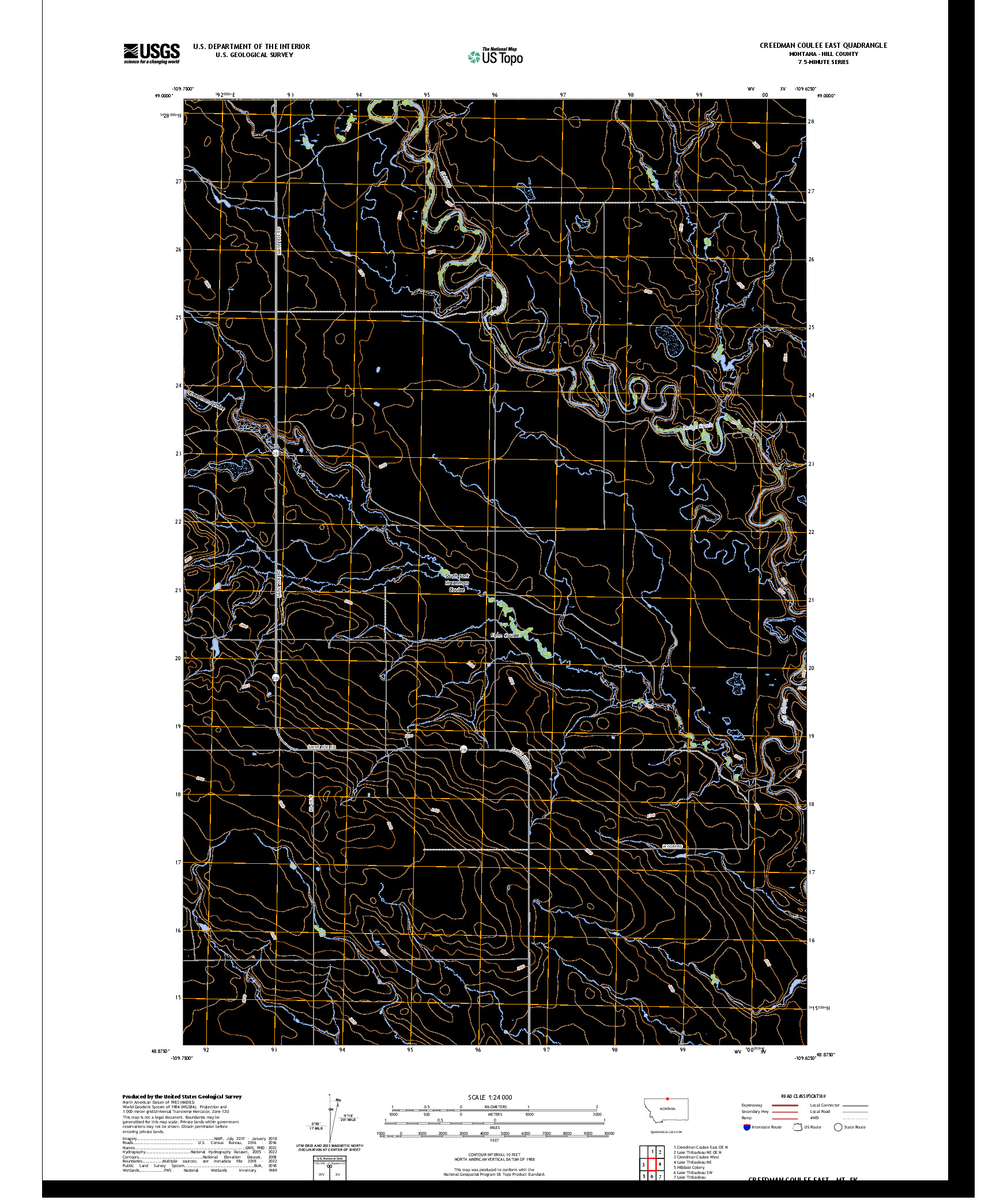 US TOPO 7.5-MINUTE MAP FOR CREEDMAN COULEE EAST, MT,SK