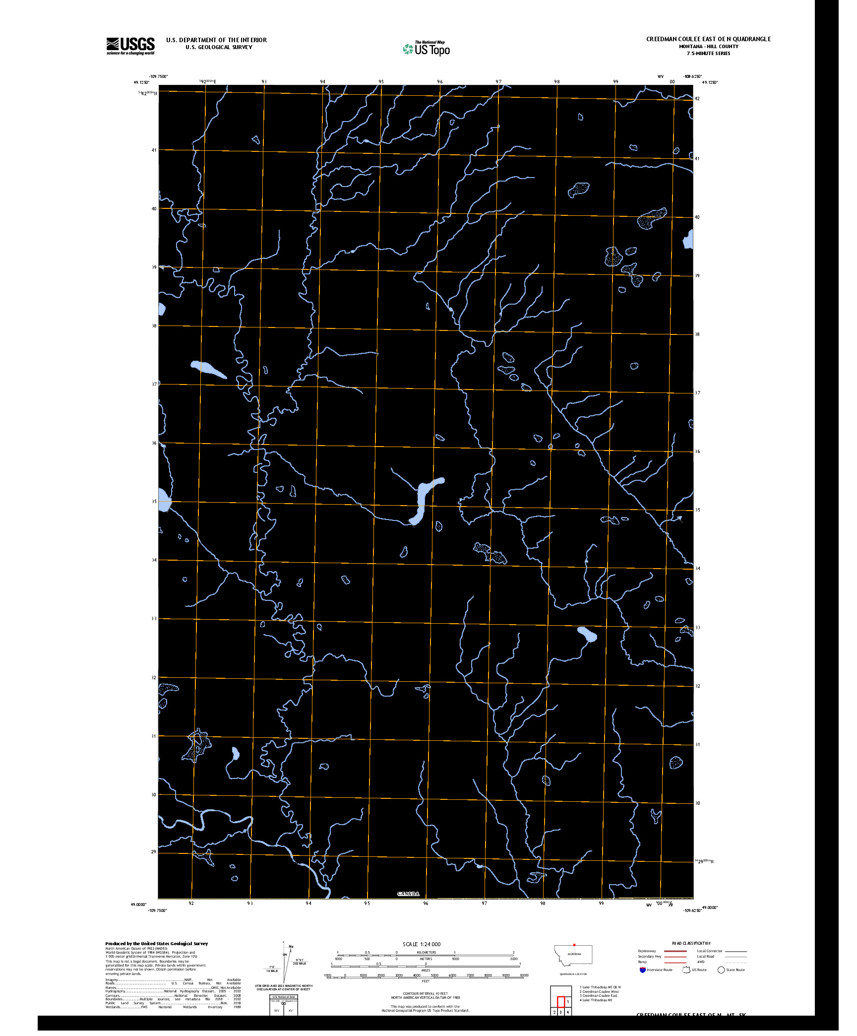 US TOPO 7.5-MINUTE MAP FOR CREEDMAN COULEE EAST OE N, MT,SK