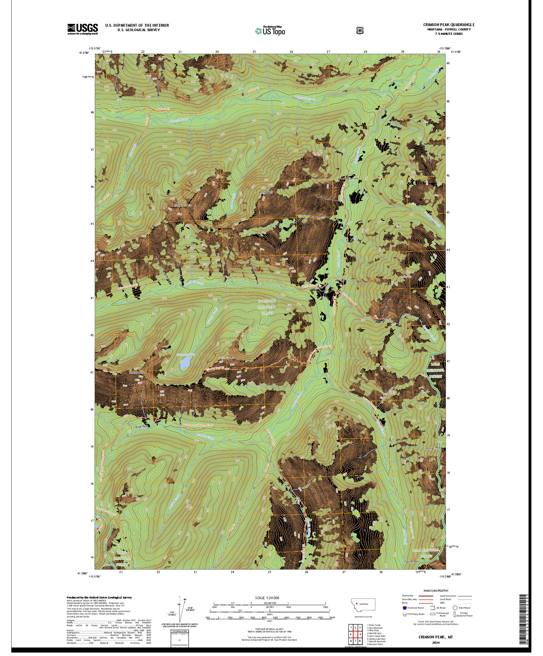 US TOPO 7.5-MINUTE MAP FOR CRIMSON PEAK, MT