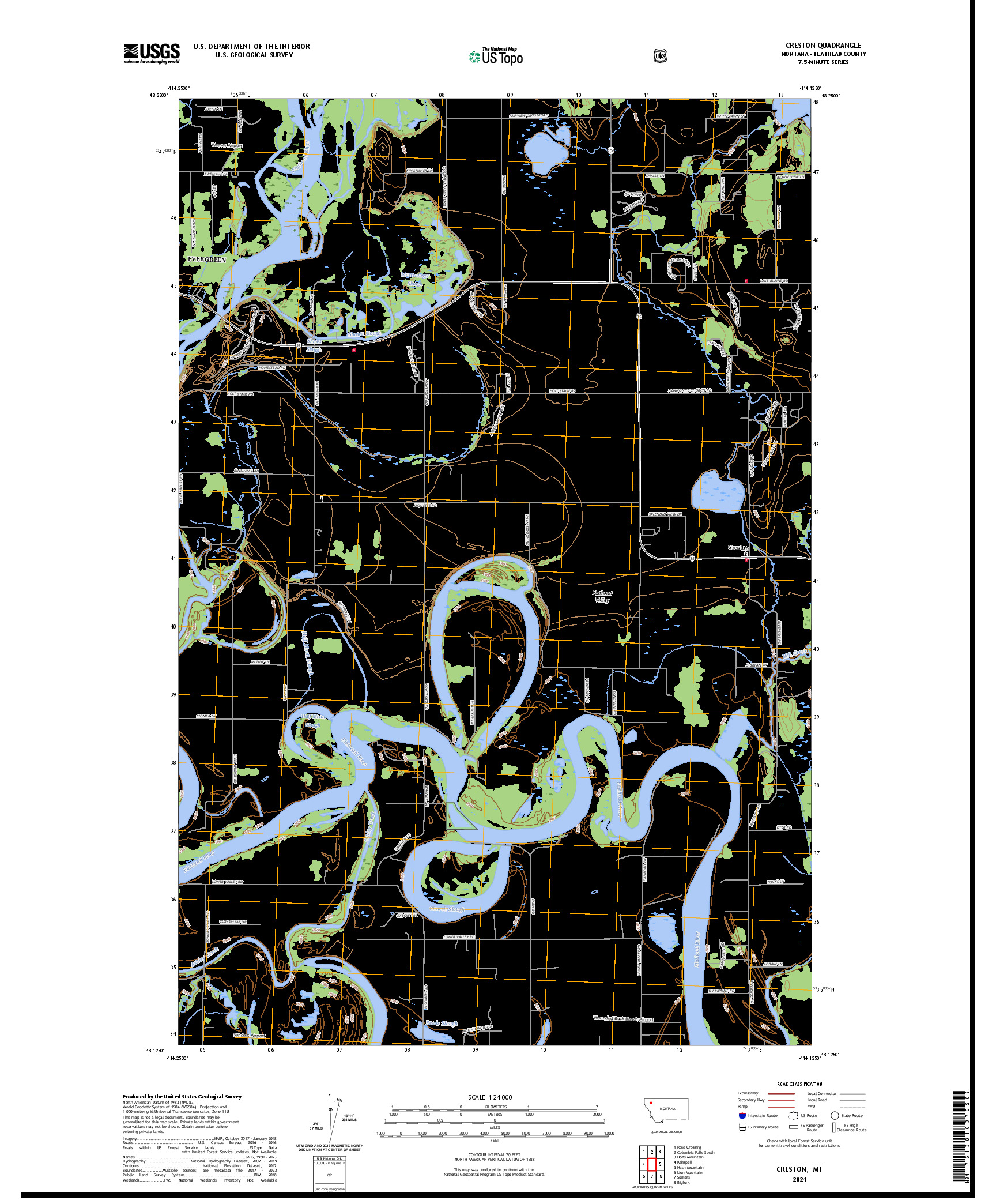 US TOPO 7.5-MINUTE MAP FOR CRESTON, MT
