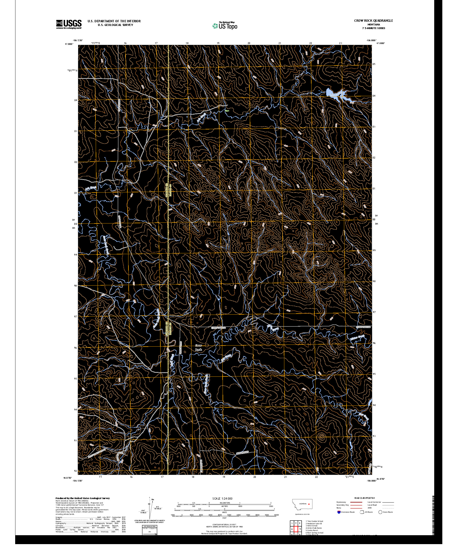 US TOPO 7.5-MINUTE MAP FOR CROW ROCK, MT
