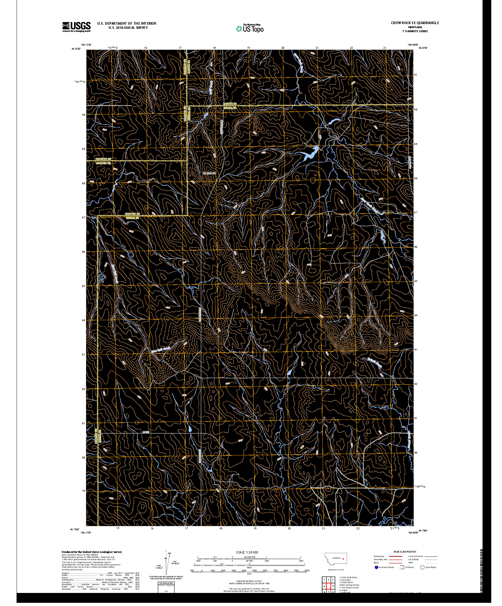 US TOPO 7.5-MINUTE MAP FOR CROW ROCK SE, MT