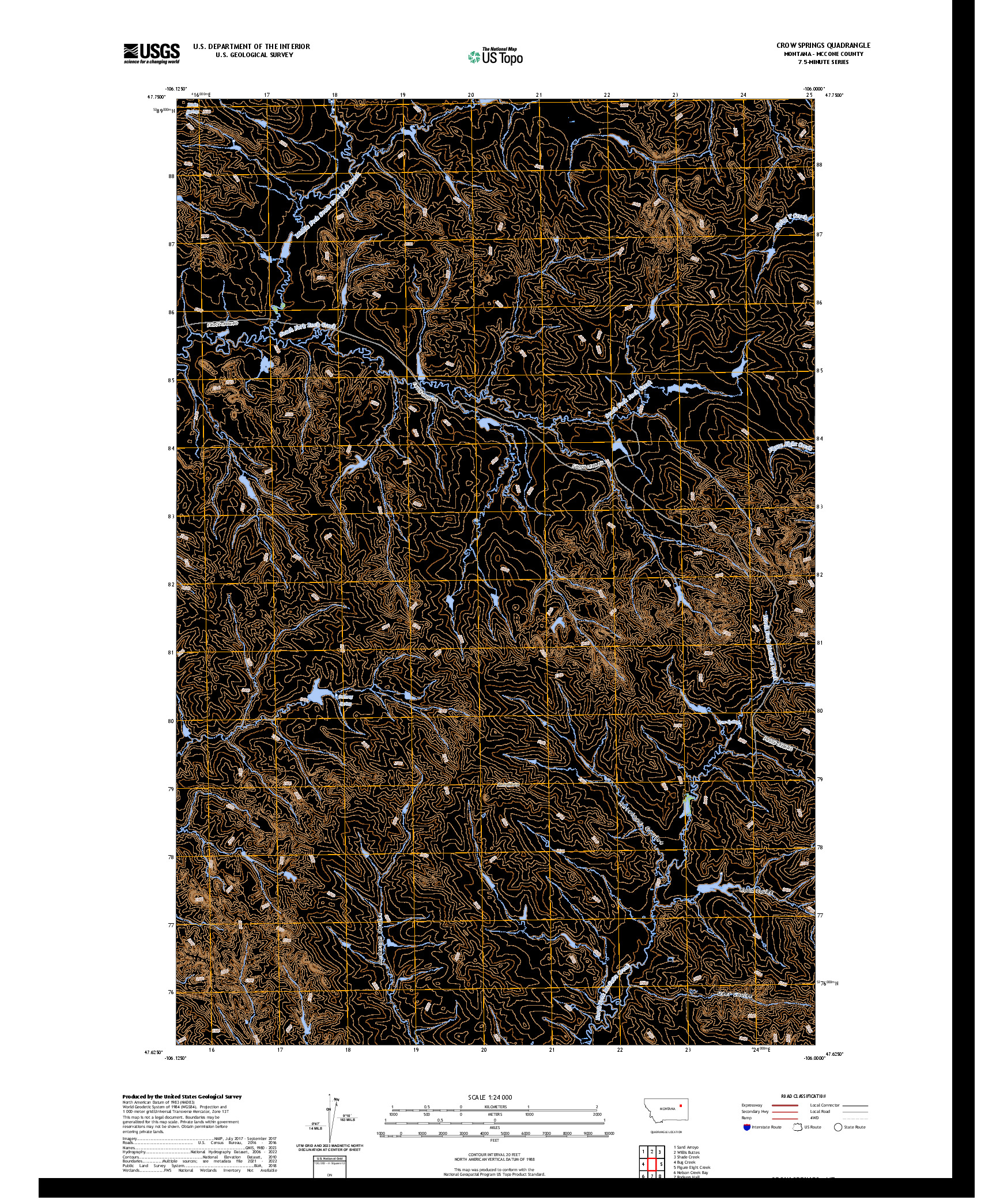 US TOPO 7.5-MINUTE MAP FOR CROW SPRINGS, MT