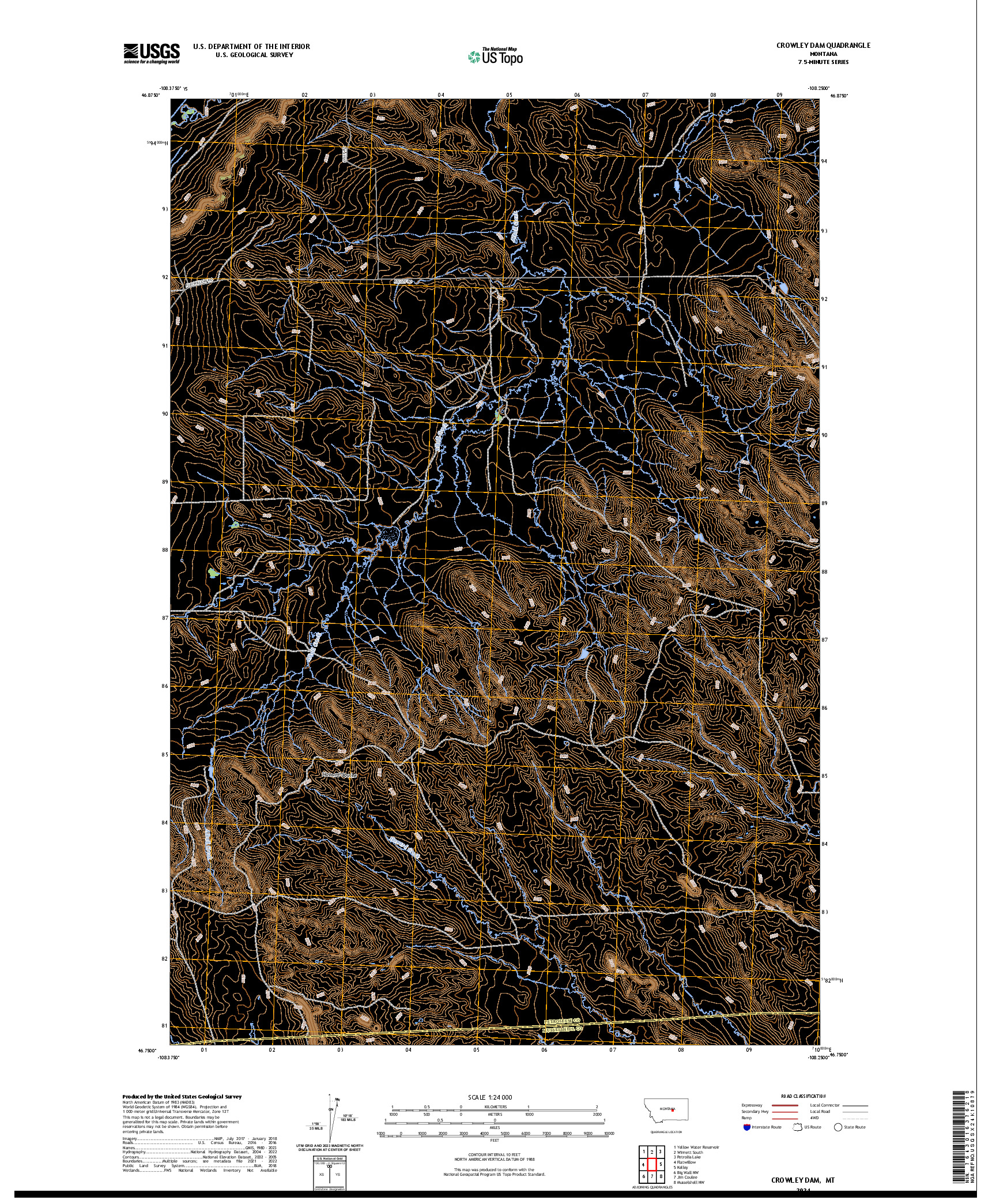 US TOPO 7.5-MINUTE MAP FOR CROWLEY DAM, MT