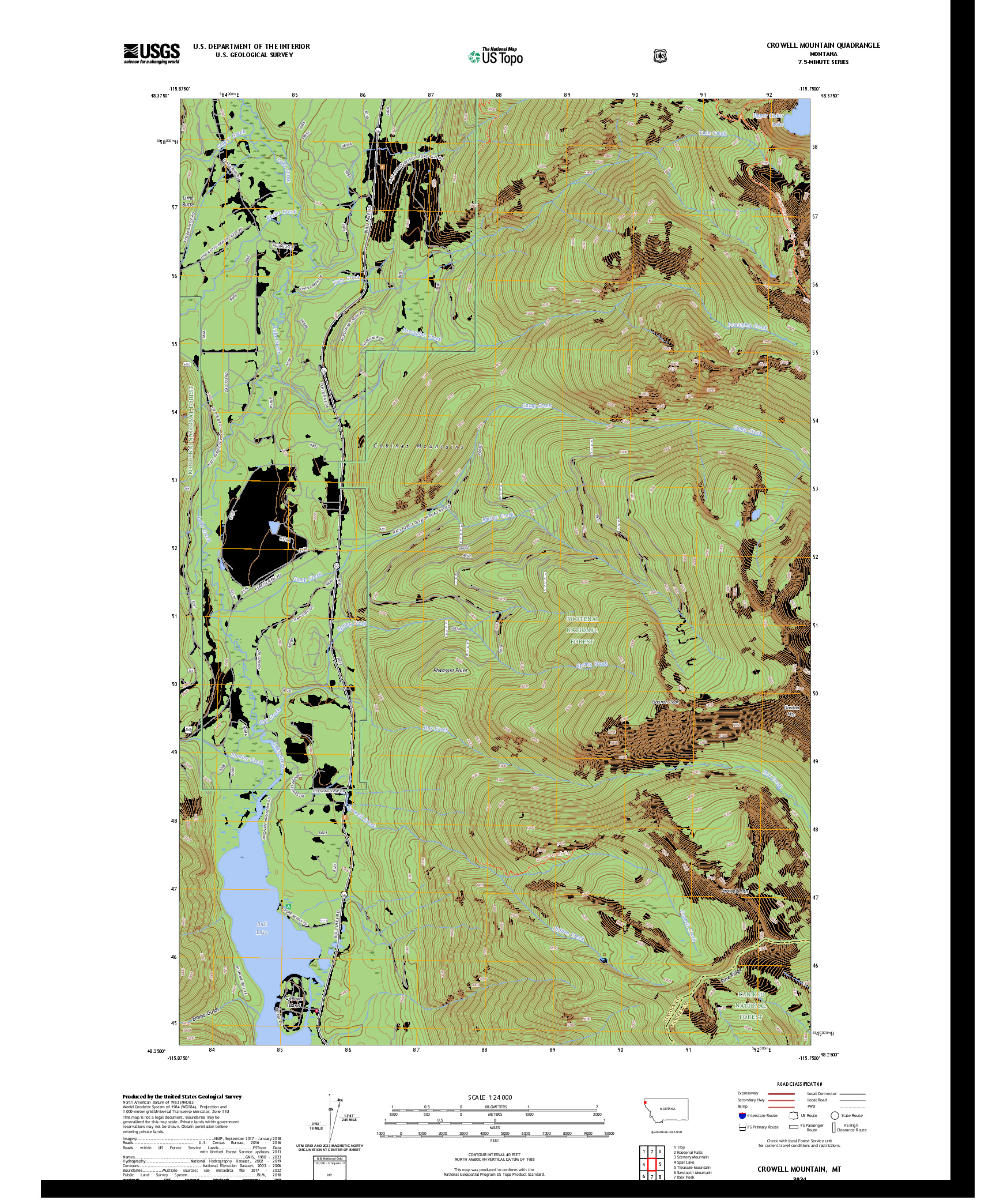US TOPO 7.5-MINUTE MAP FOR CROWELL MOUNTAIN, MT