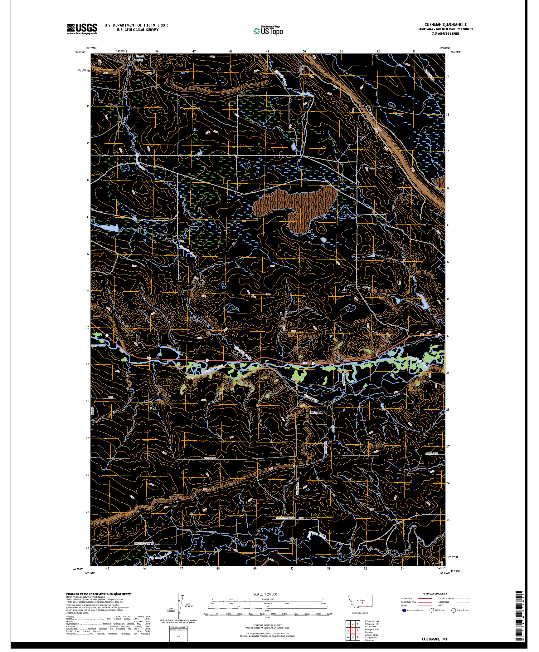 US TOPO 7.5-MINUTE MAP FOR CUSHMAN, MT