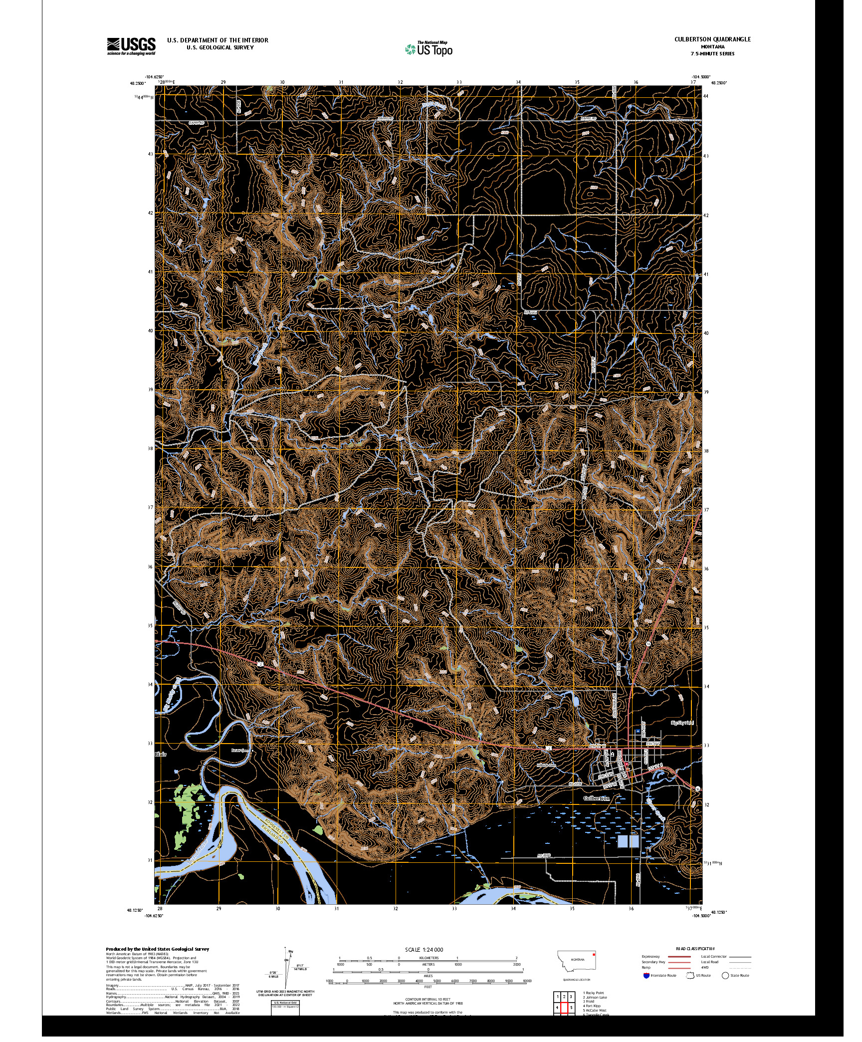 US TOPO 7.5-MINUTE MAP FOR CULBERTSON, MT