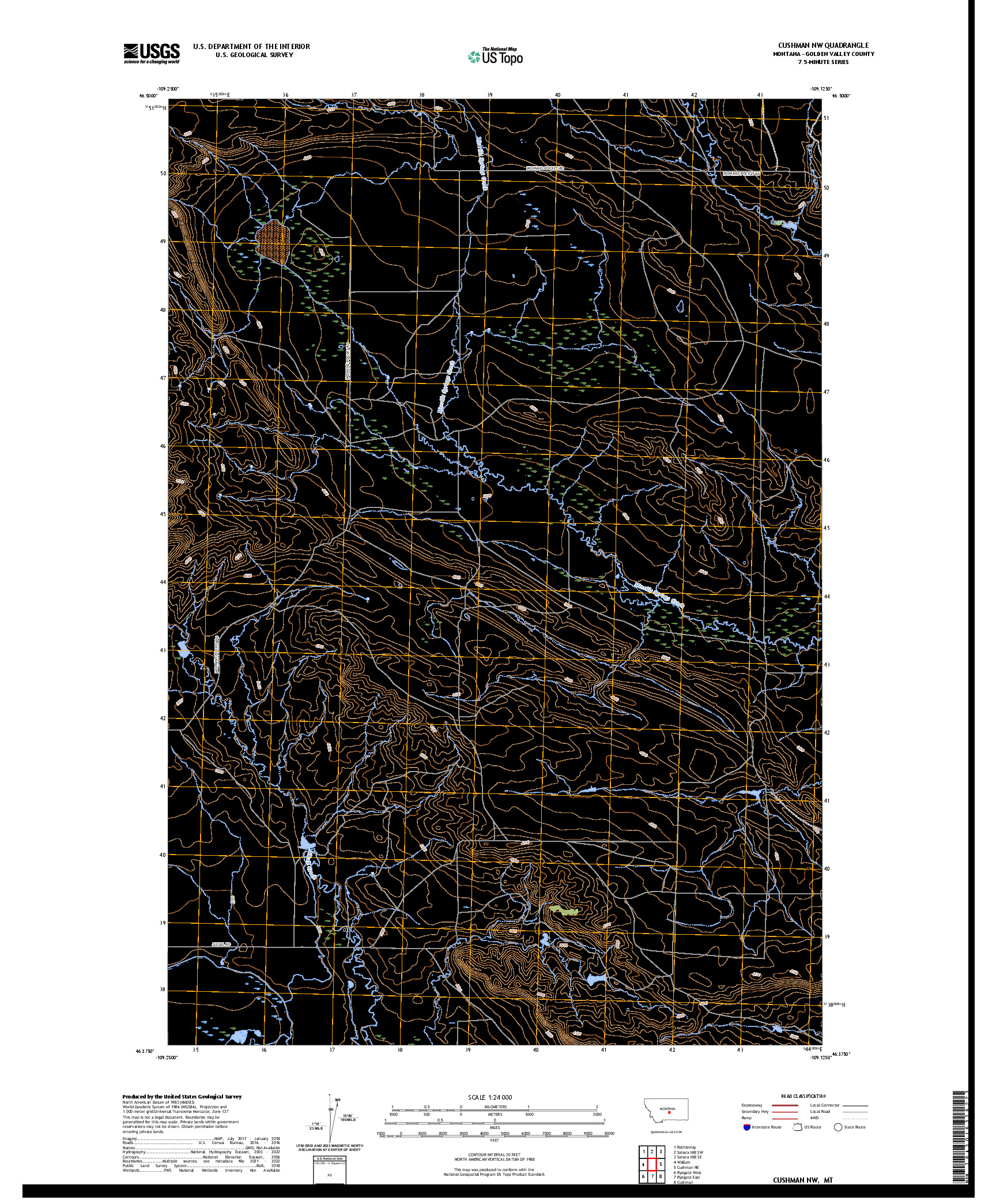 US TOPO 7.5-MINUTE MAP FOR CUSHMAN NW, MT