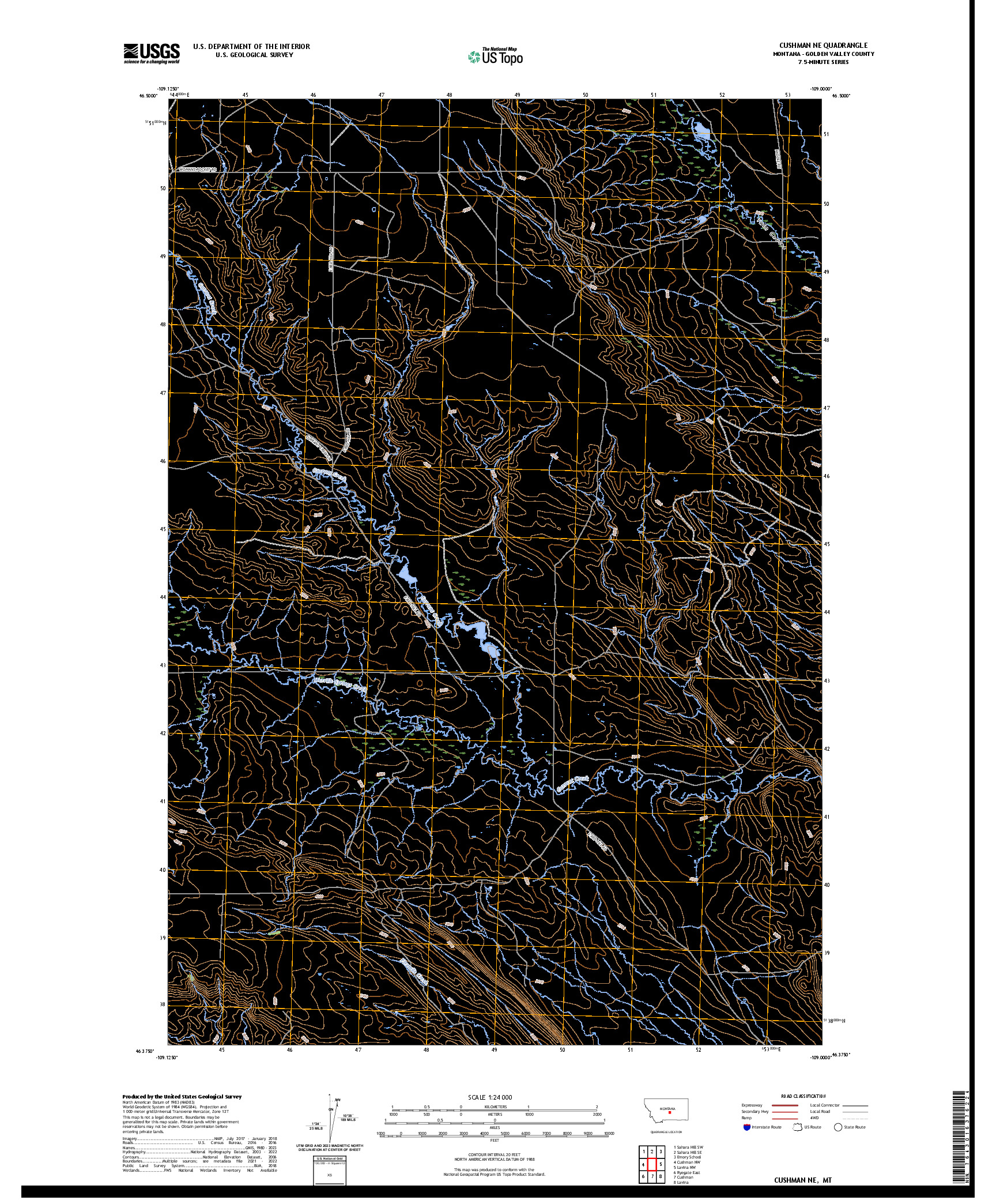 US TOPO 7.5-MINUTE MAP FOR CUSHMAN NE, MT