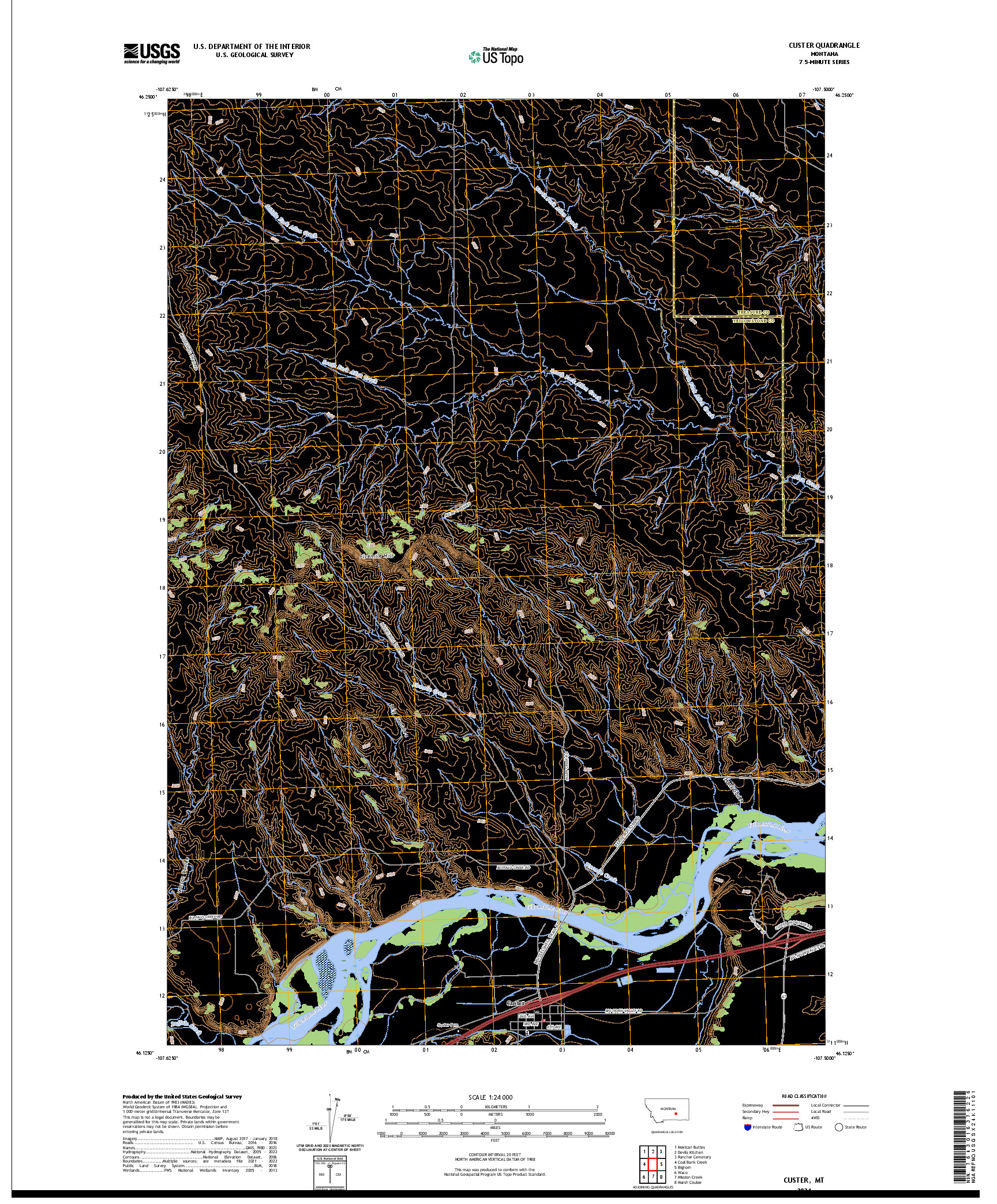 US TOPO 7.5-MINUTE MAP FOR CUSTER, MT